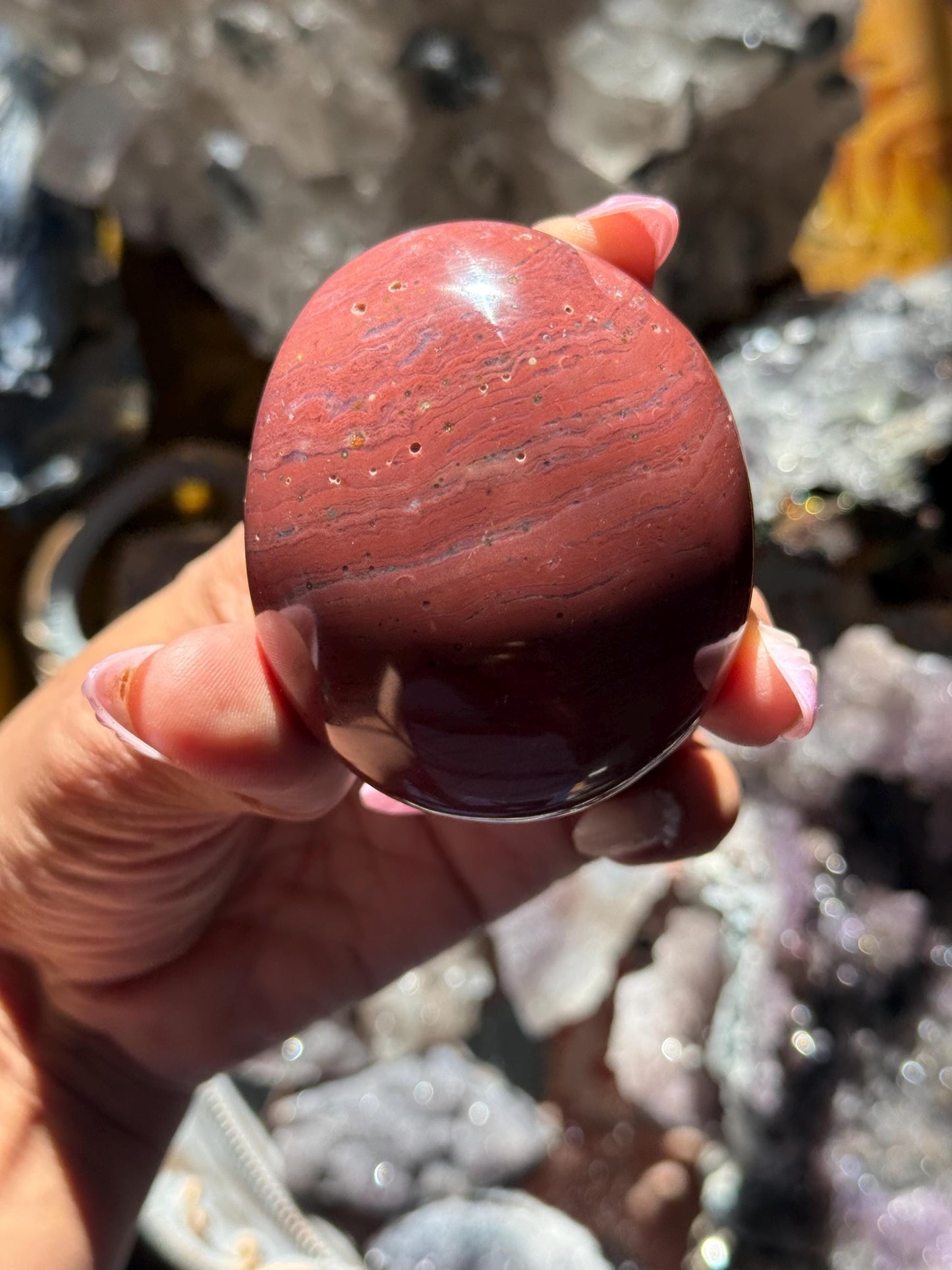 Ocean Jasper Palm Stone, Red Ocean Jasper, Purple Ocean Jasper Stone, Ocean Jasper, Worry Stone, Chakra Palm Stones, crystals for healing,