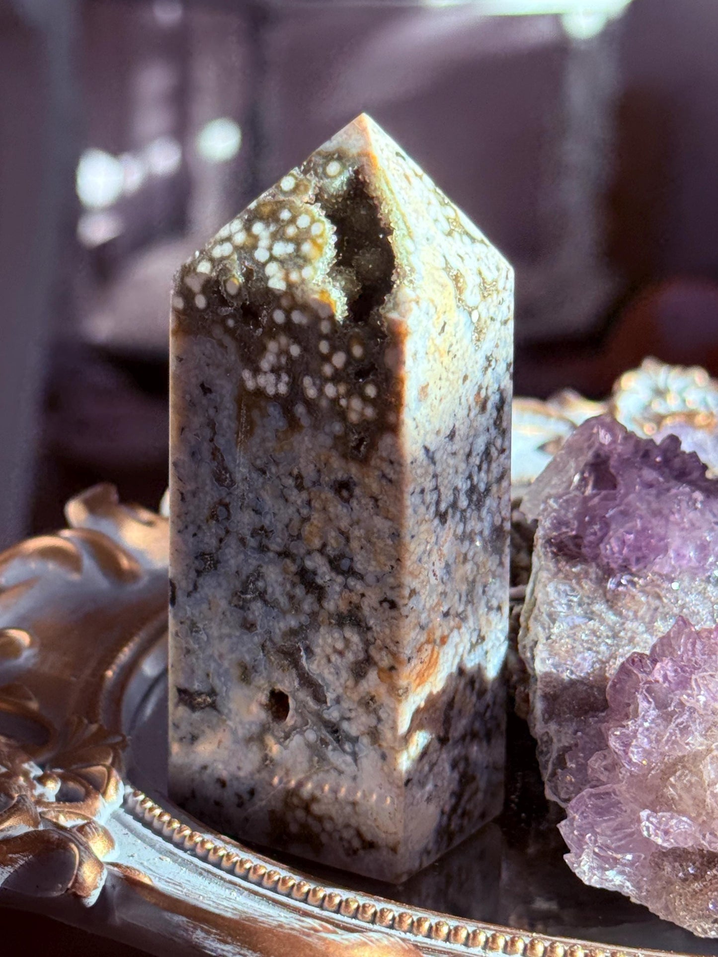 Botryoidal Ocean Jasper Tower, Druzy Ocean Japaer, Bubble Ocean Jasper