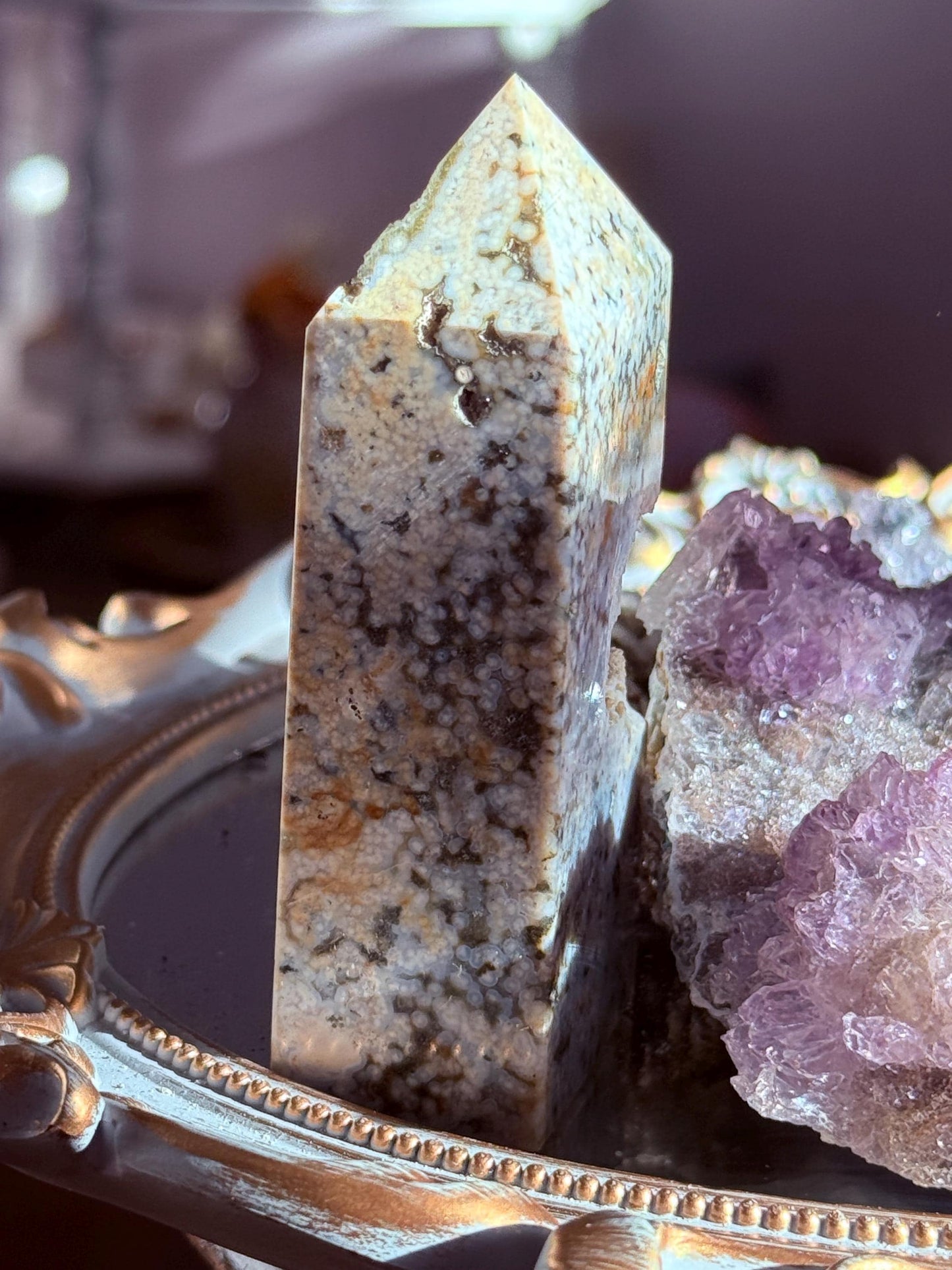 Botryoidal Ocean Jasper Tower, Druzy Ocean Japaer, Bubble Ocean Jasper