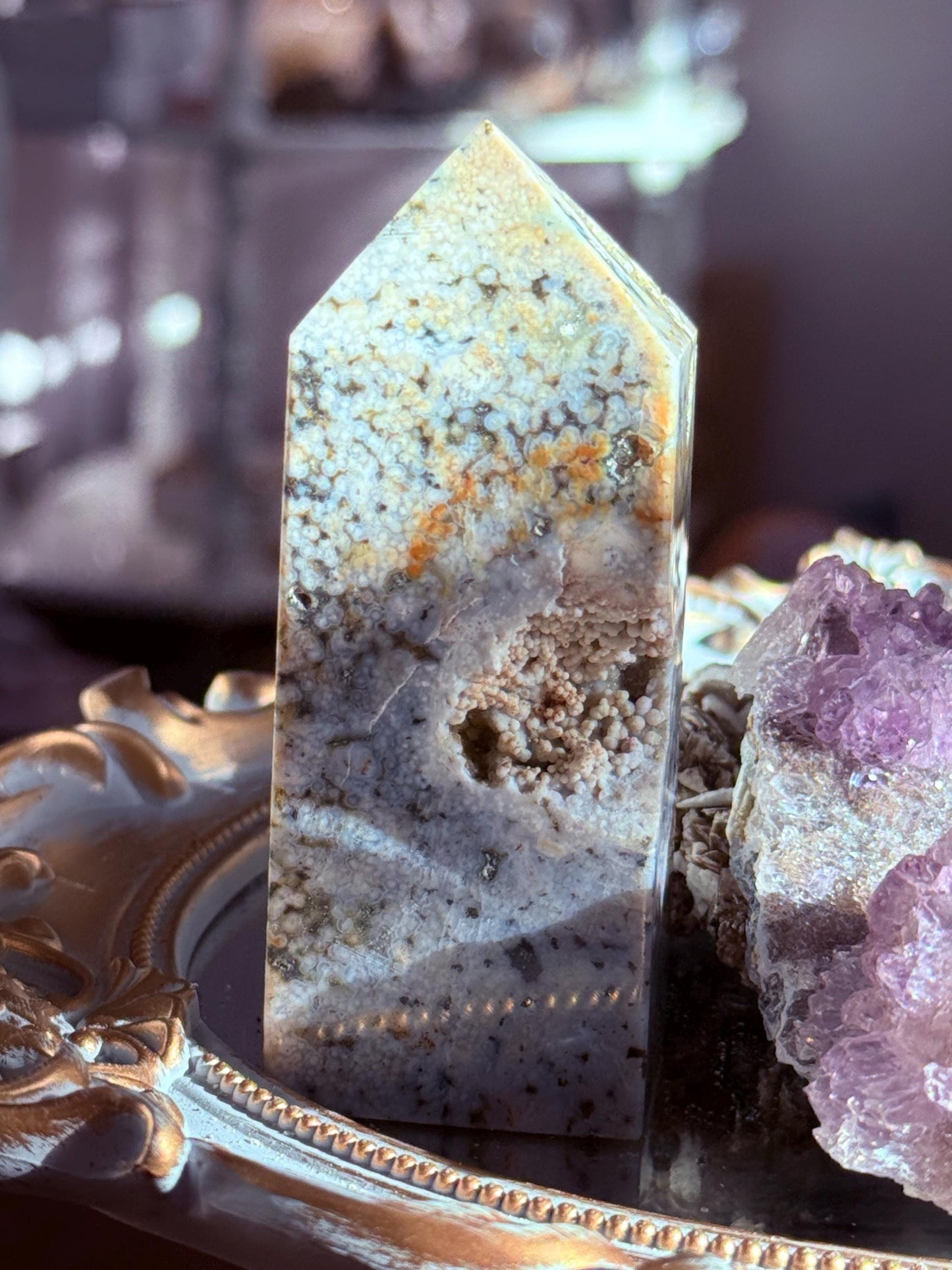 Botryoidal Ocean Jasper Tower, Druzy Ocean Japaer, Bubble Ocean Jasper