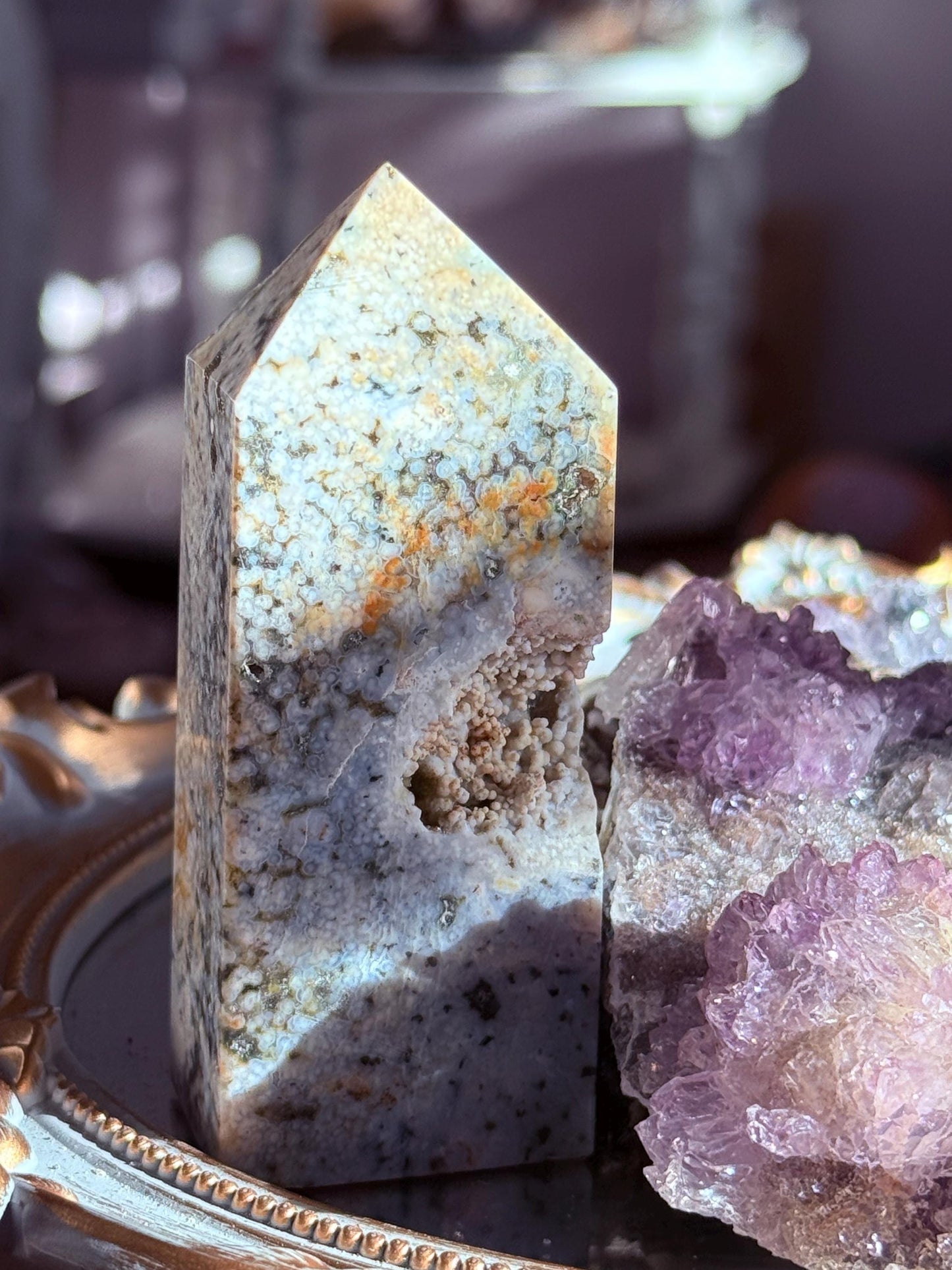 Botryoidal Ocean Jasper Tower, Druzy Ocean Japaer, Bubble Ocean Jasper