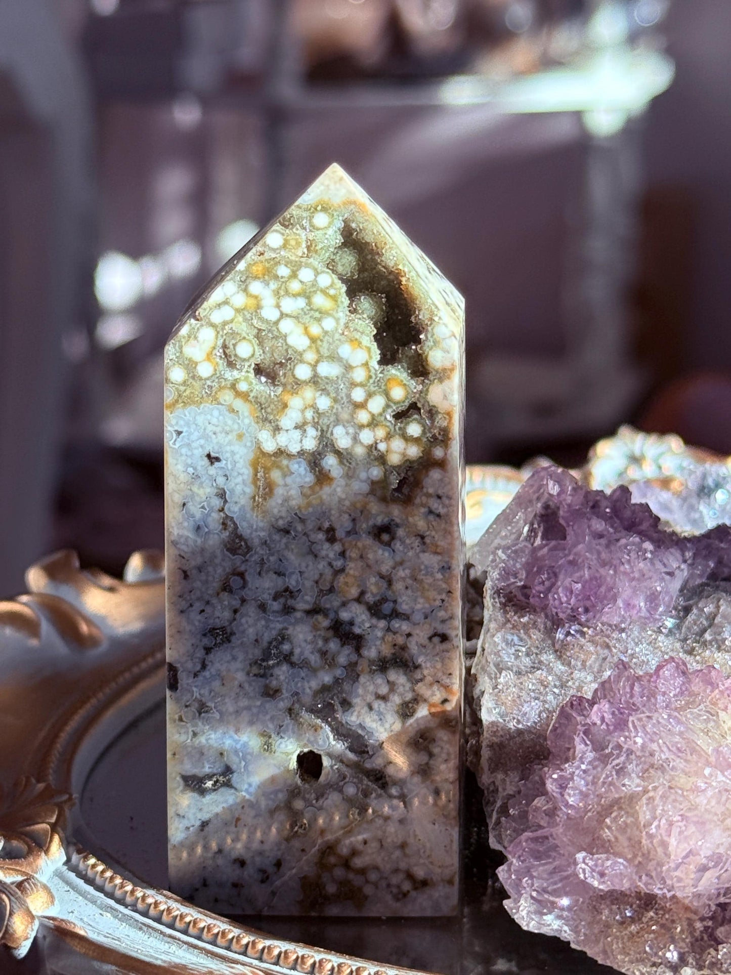 Botryoidal Ocean Jasper Tower, Druzy Ocean Japaer, Bubble Ocean Jasper