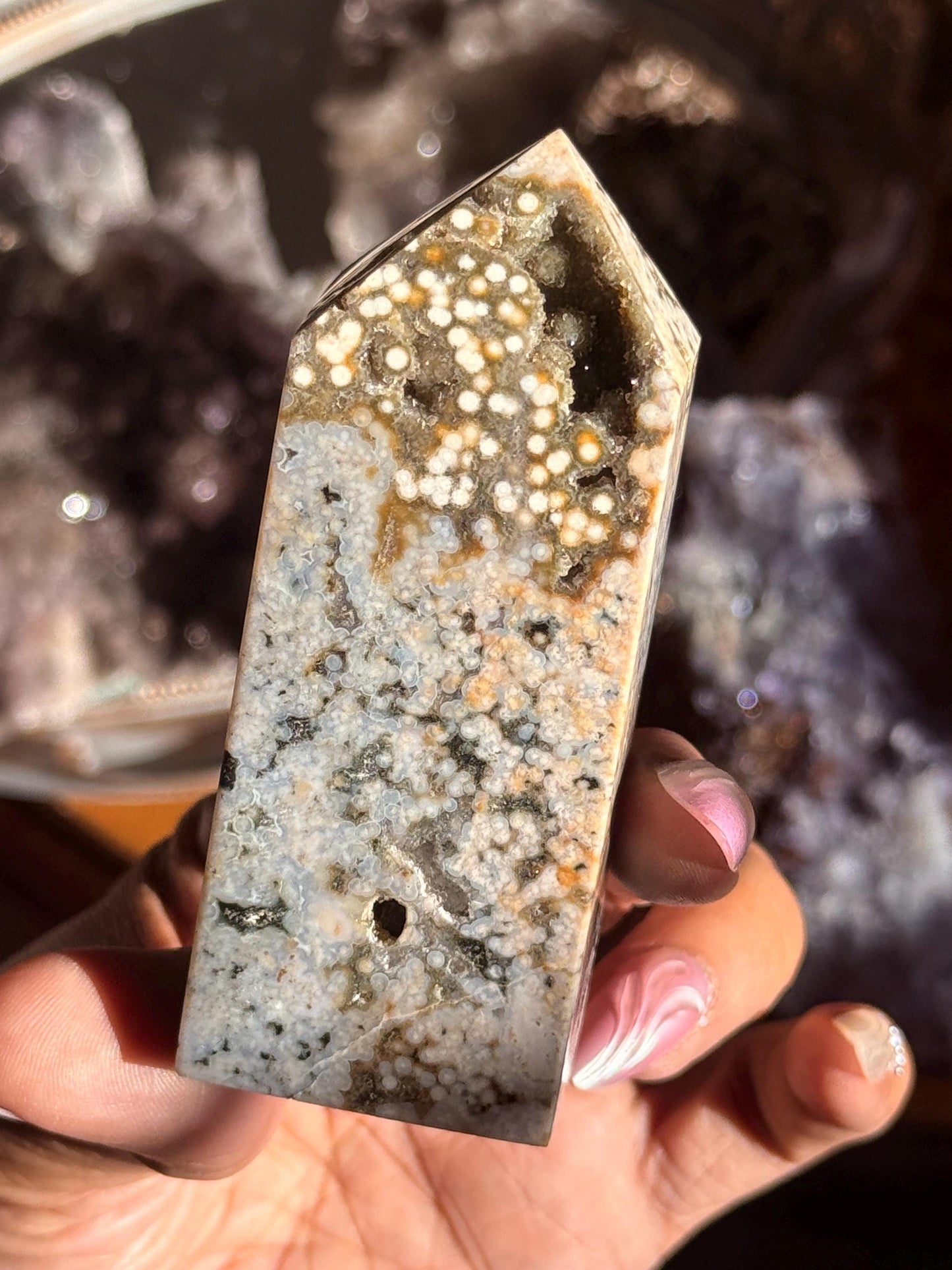 Botryoidal Ocean Jasper Tower, Druzy Ocean Japaer, Bubble Ocean Jasper