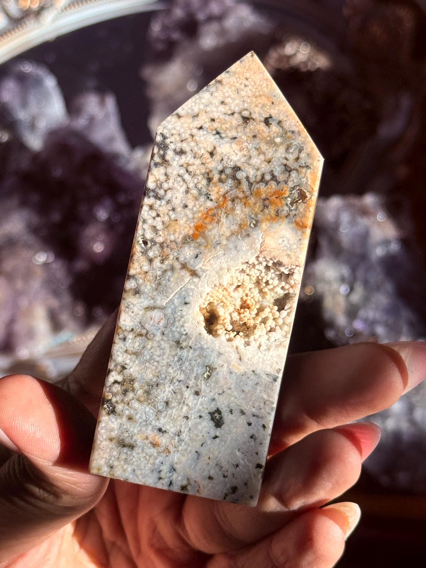 Botryoidal Ocean Jasper Tower, Druzy Ocean Japaer, Bubble Ocean Jasper