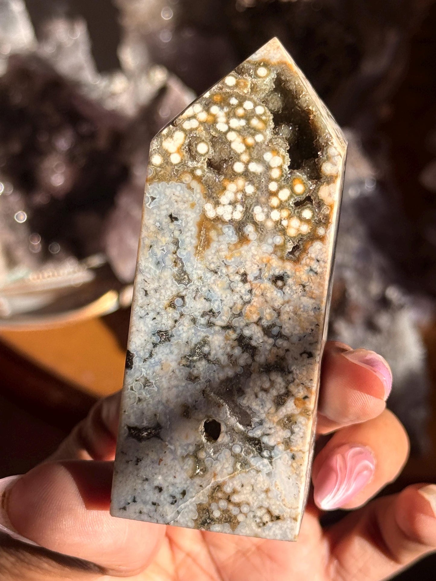 Botryoidal Ocean Jasper Tower, Druzy Ocean Japaer, Bubble Ocean Jasper