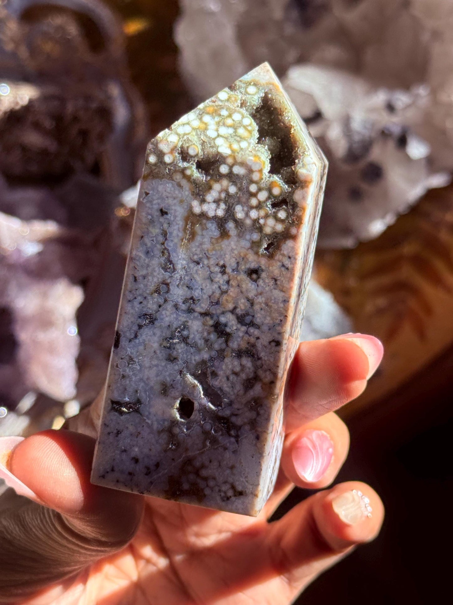 Botryoidal Ocean Jasper Tower, Druzy Ocean Japaer, Bubble Ocean Jasper