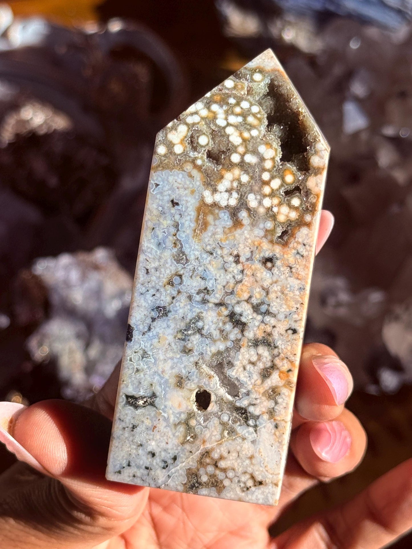 Botryoidal Ocean Jasper Tower, Druzy Ocean Japaer, Bubble Ocean Jasper