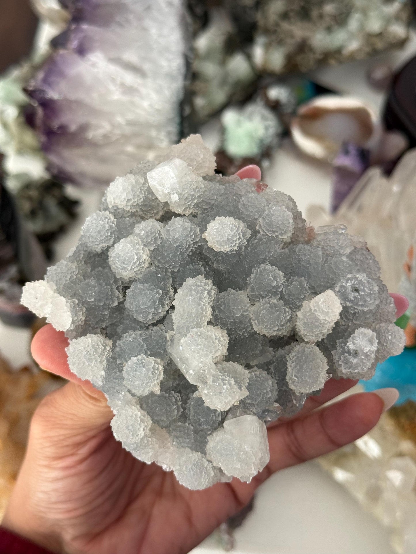 Blue Apophyllite Cluster From India, Apophyllite, Botryoidal Raw Specimen Cluster