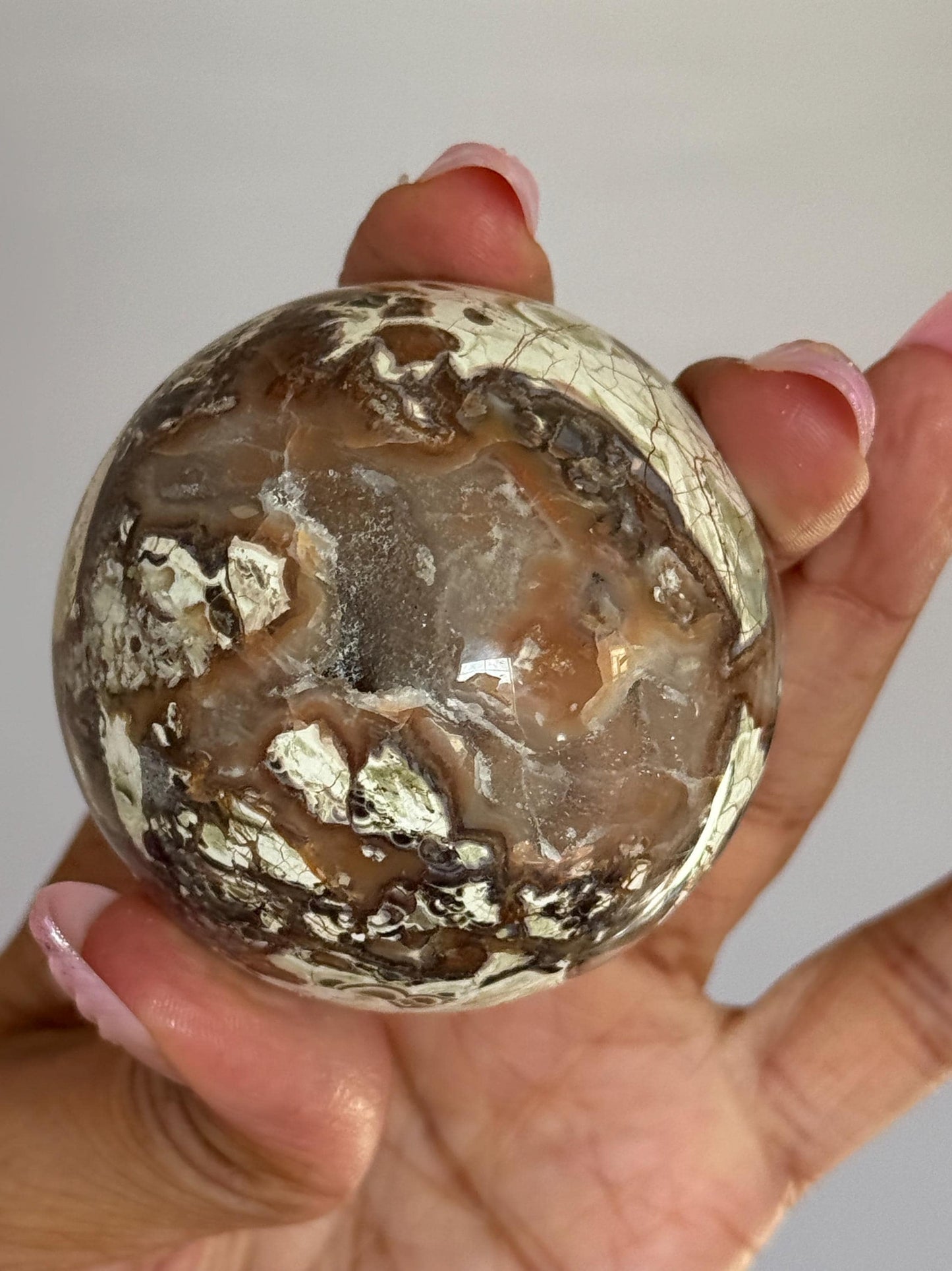 Druzy Pink Money Agate, Money Agate Sphere, Indonesian agate, Healing Crystals