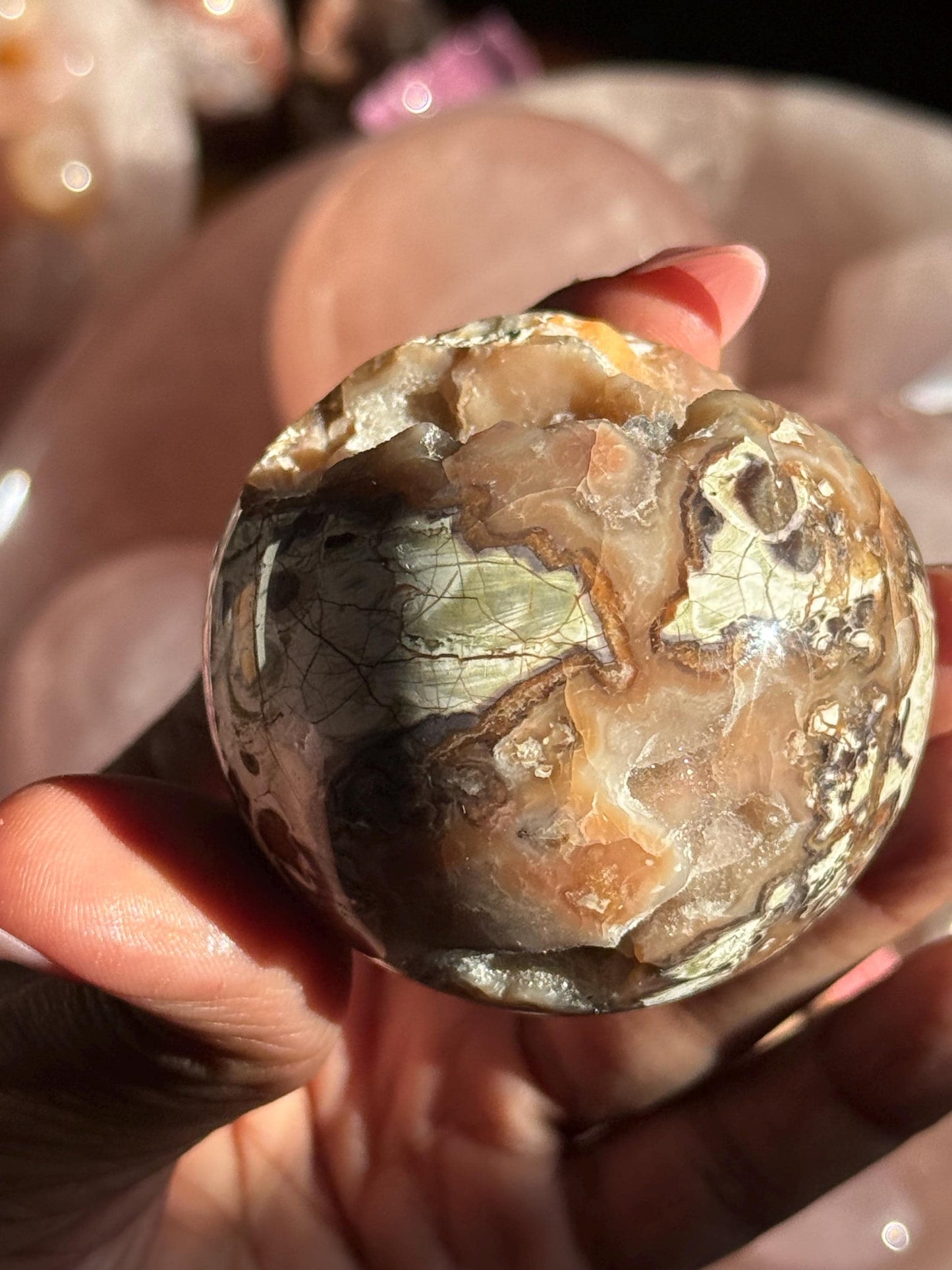 Druzy Pink Money Agate, Money Agate Sphere, Indonesian agate, Healing Crystals