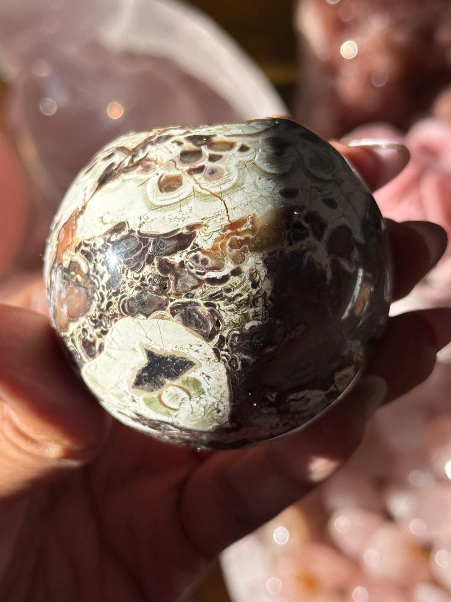 Druzy Pink Money Agate, Money Agate Sphere, Indonesian agate, Healing Crystals