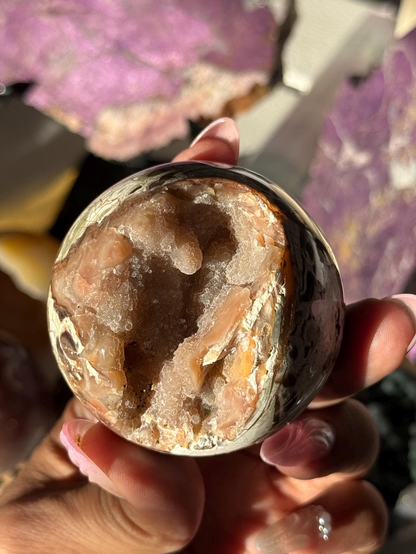 Druzy Pink Money Agate, Money Agate Sphere, Indonesian agate, Healing Crystals