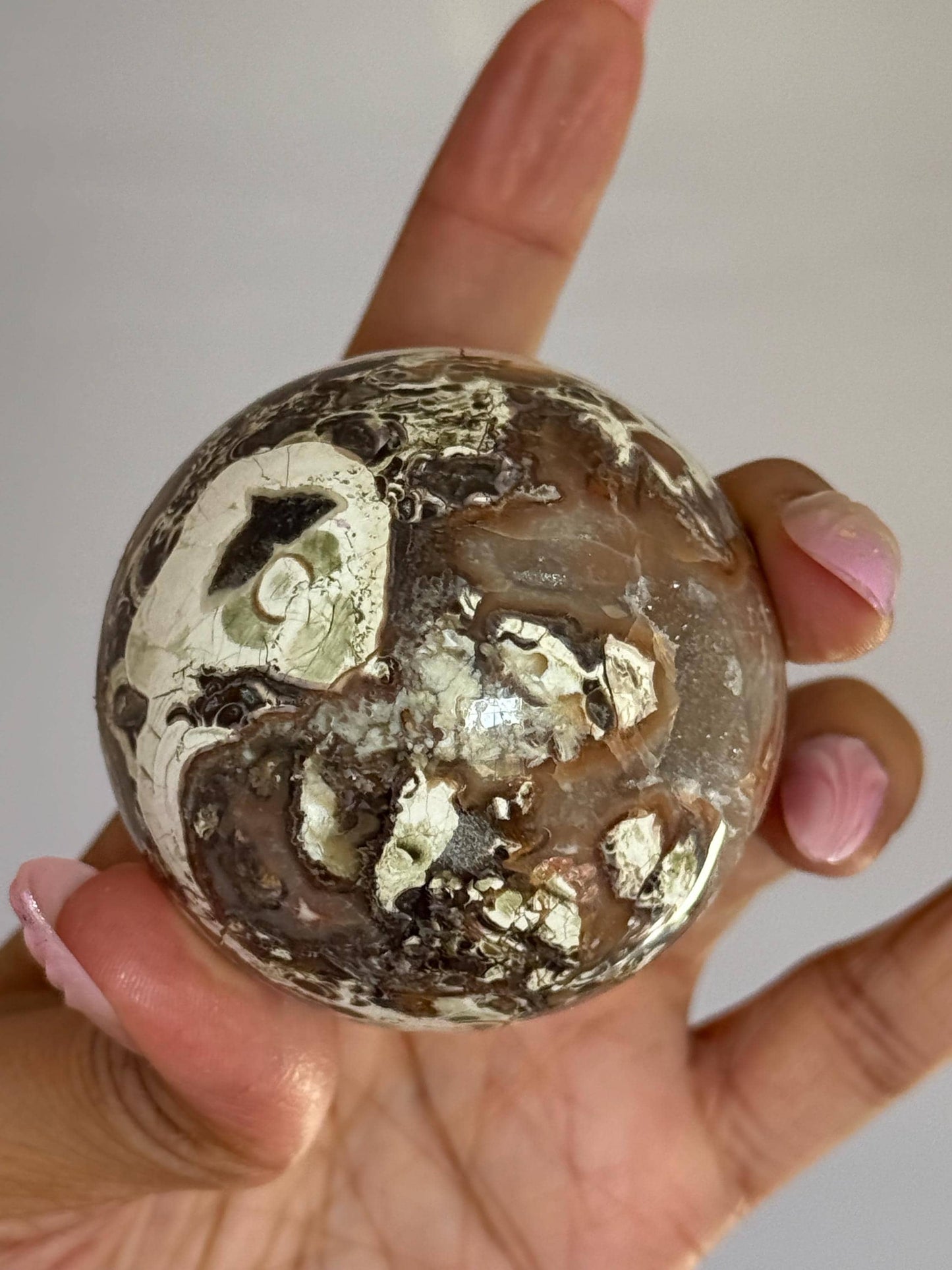 Druzy Pink Money Agate, Money Agate Sphere, Indonesian agate, Healing Crystals