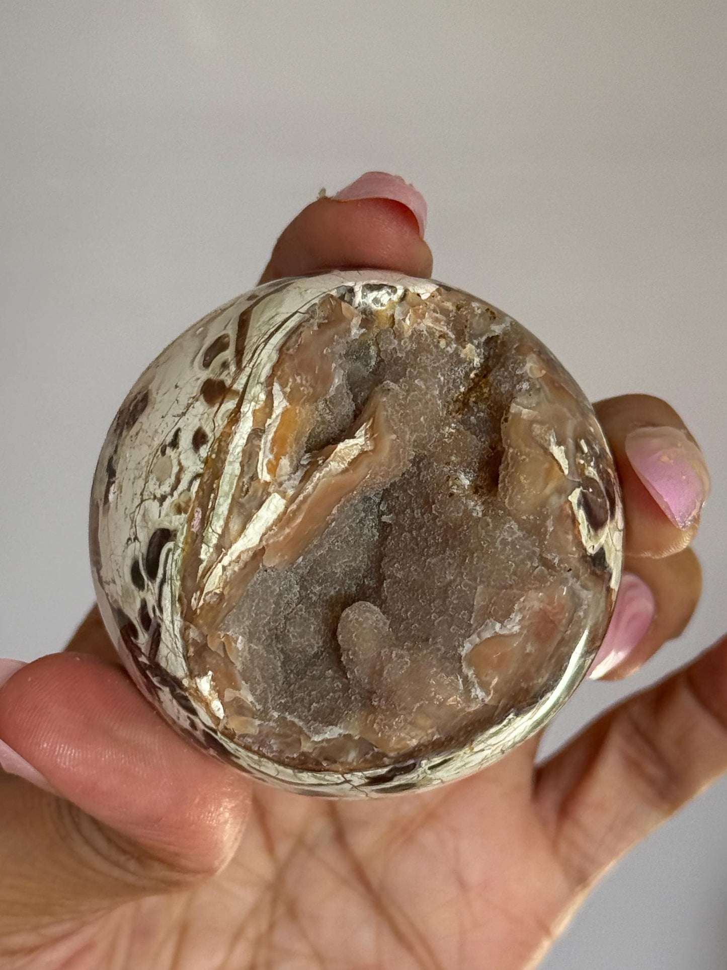 Druzy Pink Money Agate, Money Agate Sphere, Indonesian agate, Healing Crystals