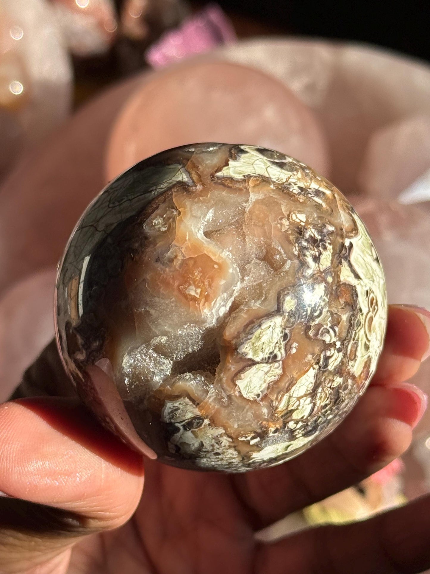 Druzy Pink Money Agate, Money Agate Sphere, Indonesian agate, Healing Crystals