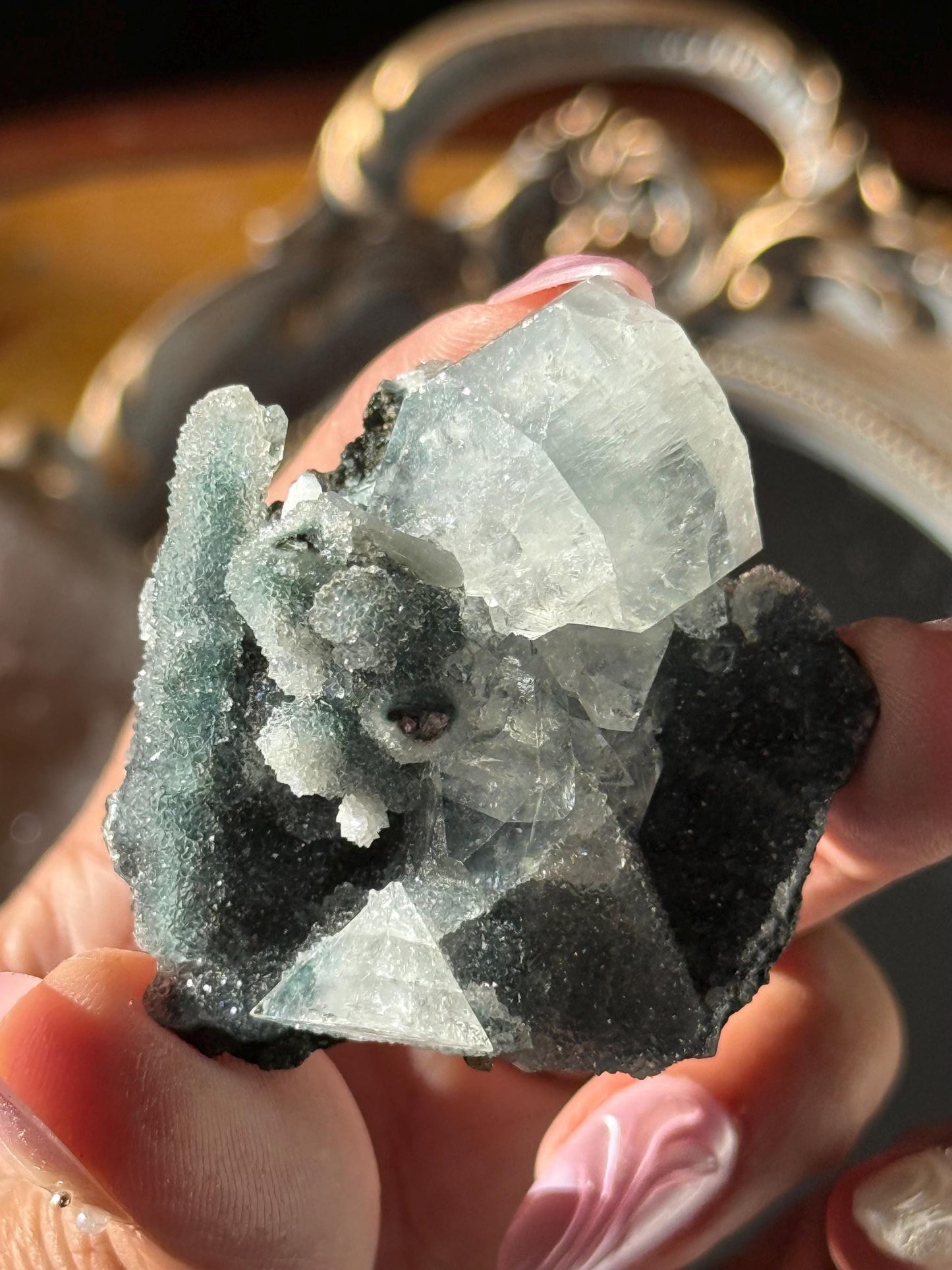 Blue Apophyllite Cluster, SmalApophyllite Quartz with Druzy, Small Mini