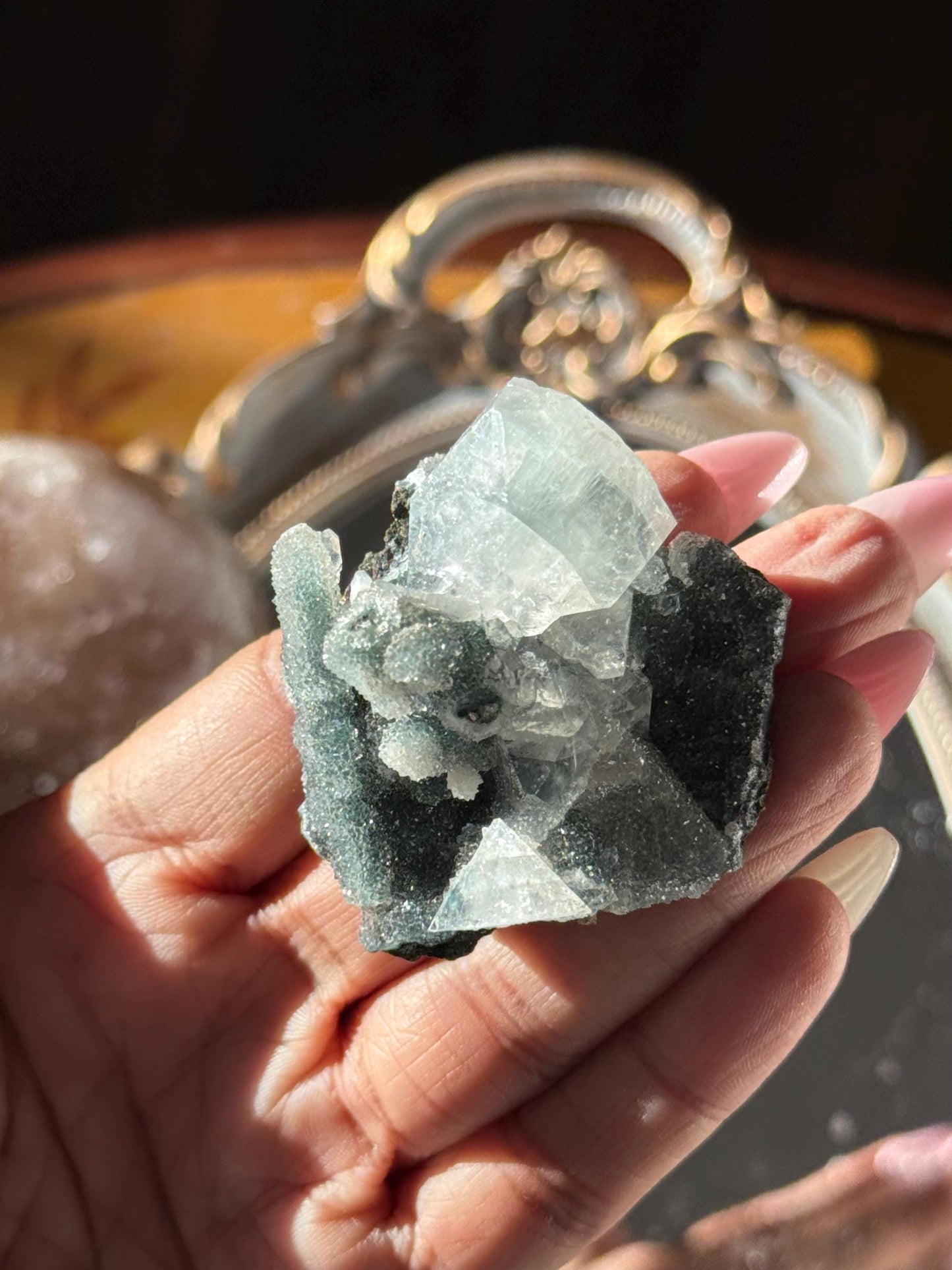 Blue Apophyllite Cluster, SmalApophyllite Quartz with Druzy, Small Mini
