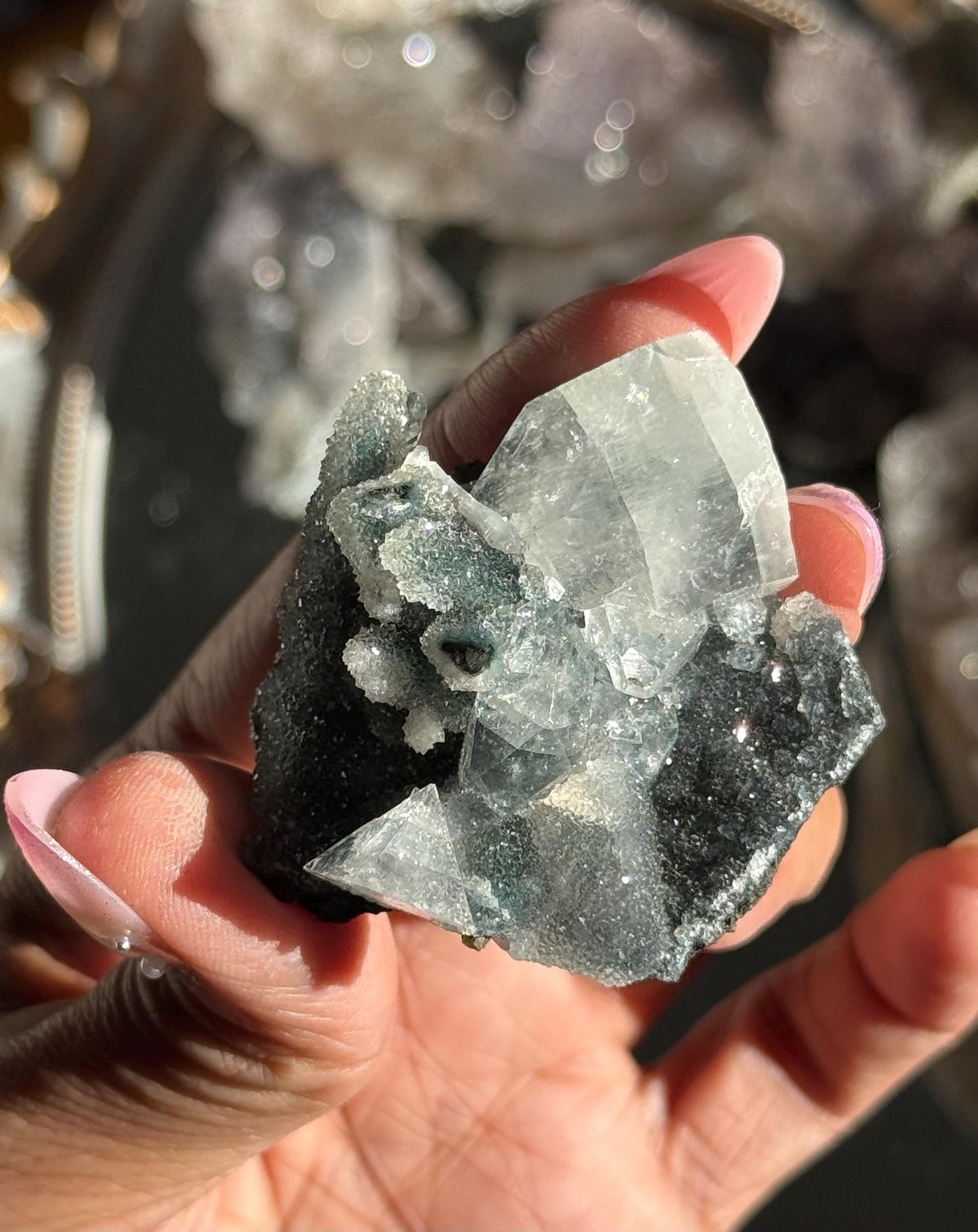 Blue Apophyllite Cluster, SmalApophyllite Quartz with Druzy, Small Mini