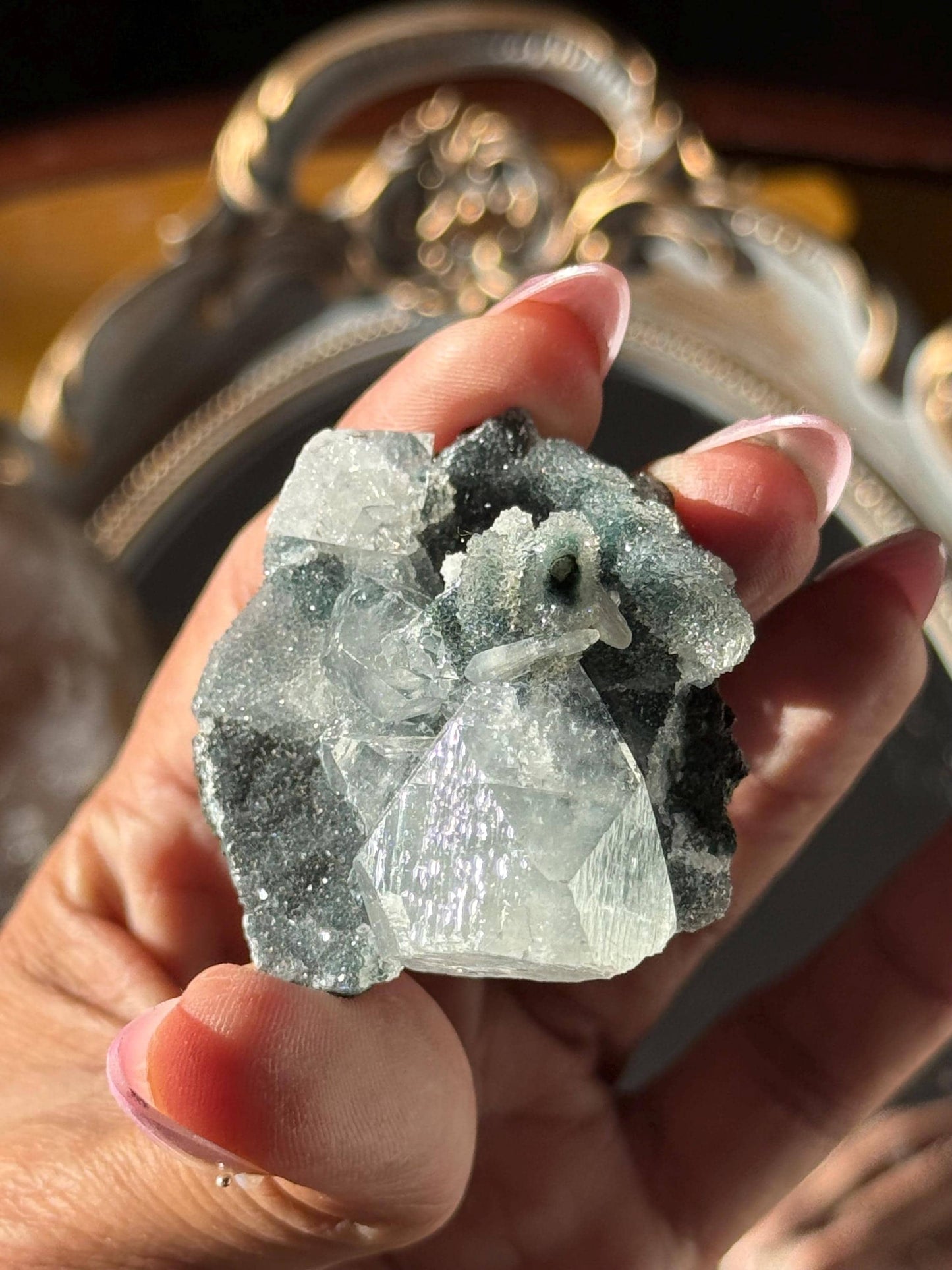 Blue Apophyllite Cluster, SmalApophyllite Quartz with Druzy, Small Mini