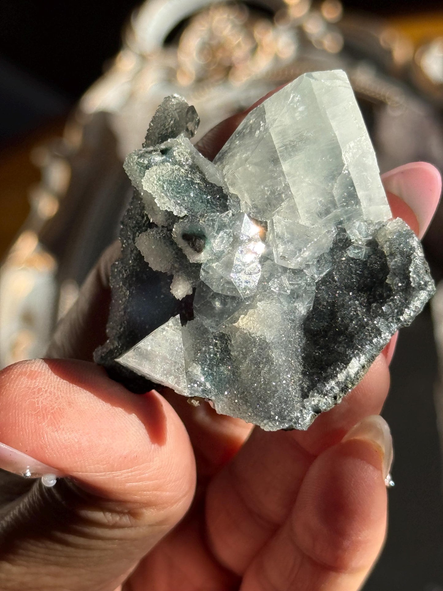 Blue Apophyllite Cluster, SmalApophyllite Quartz with Druzy, Small Mini