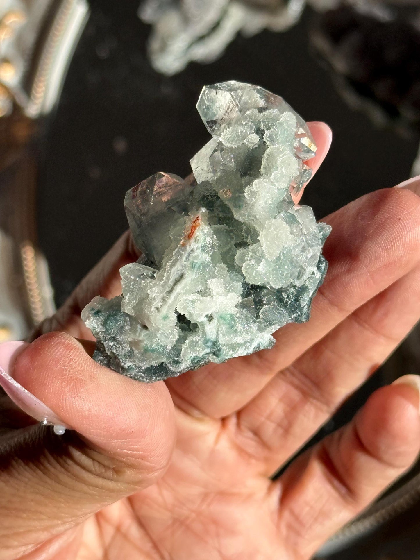 Blue Apophyllite Cluster, SmalApophyllite Quartz with Druzy, Small Mini