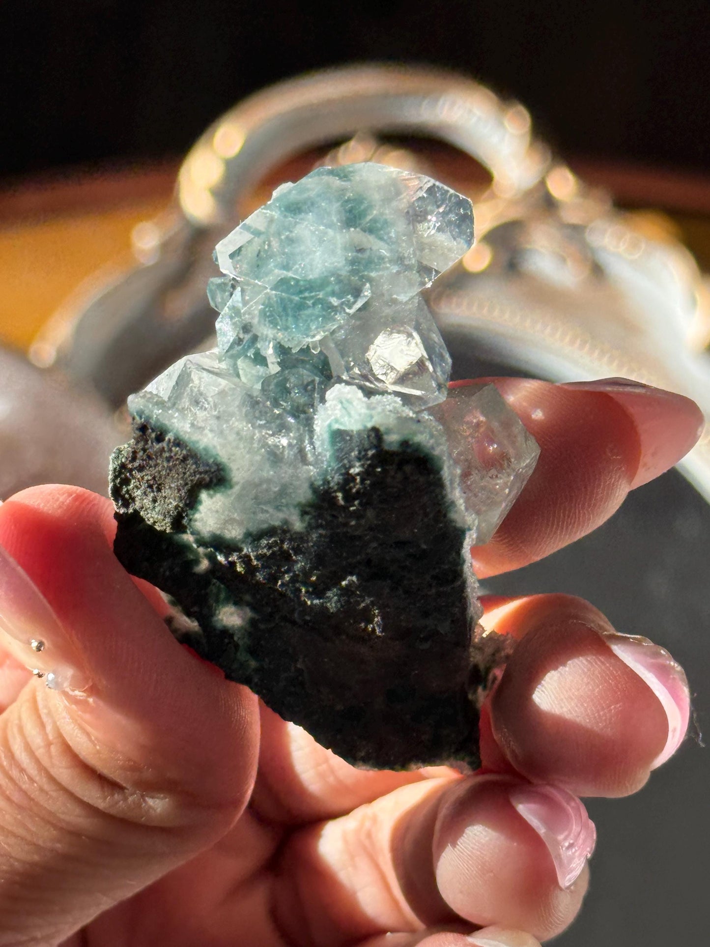 Blue Apophyllite Cluster, SmalApophyllite Quartz with Druzy, Small Mini