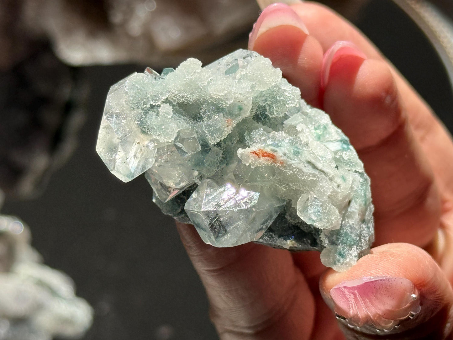 Blue Apophyllite Cluster, SmalApophyllite Quartz with Druzy, Small Mini
