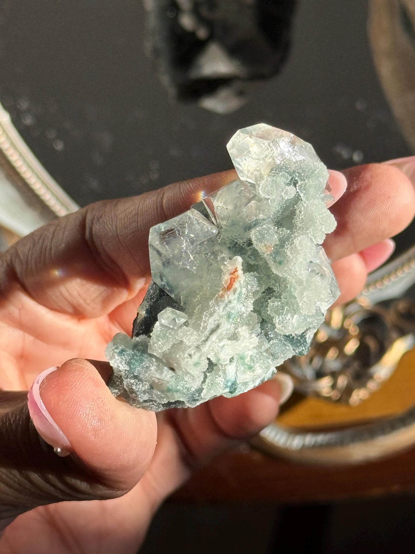 Blue Apophyllite Cluster, SmalApophyllite Quartz with Druzy, Small Mini