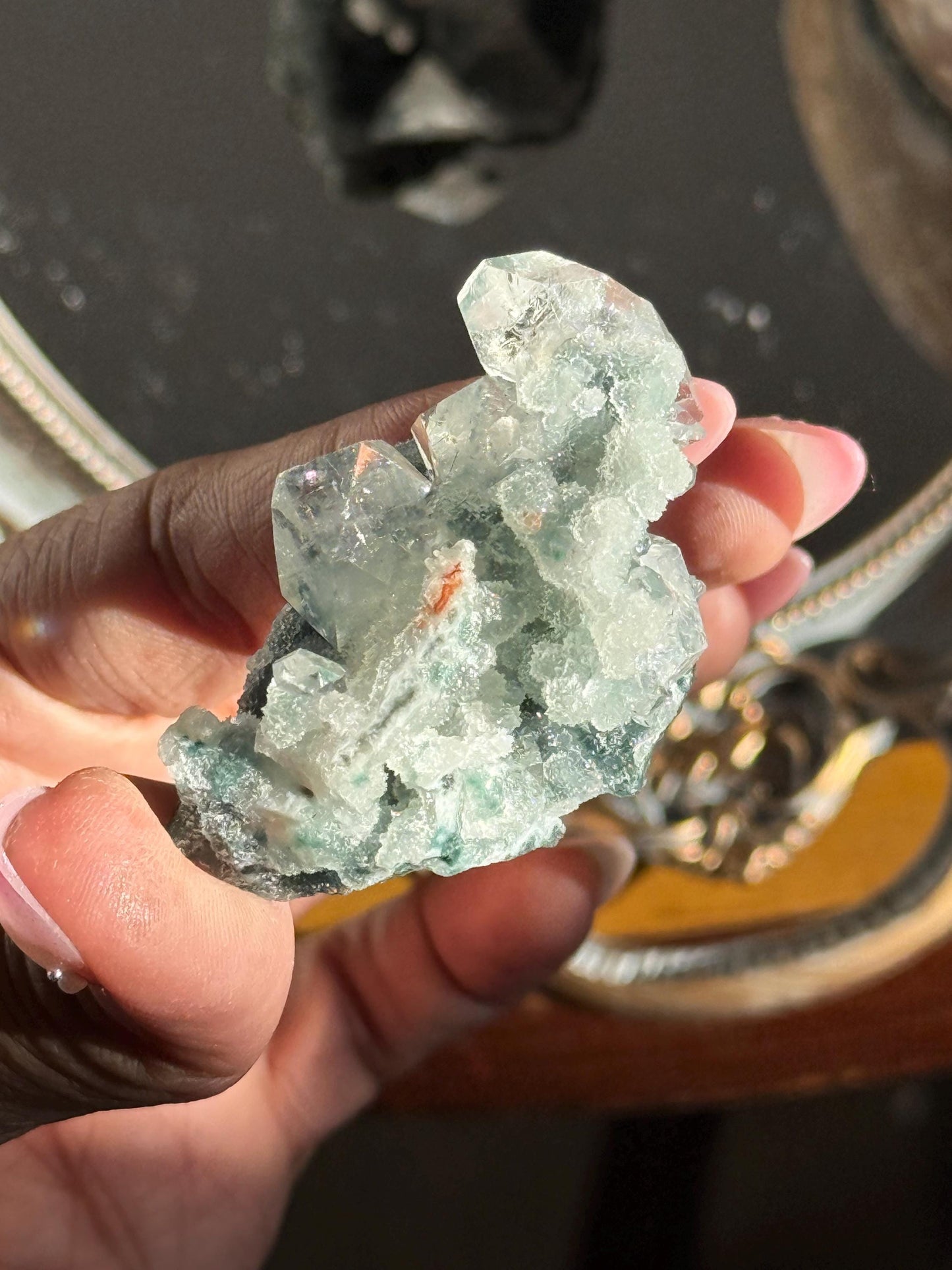 Blue Apophyllite Cluster, SmalApophyllite Quartz with Druzy, Small Mini