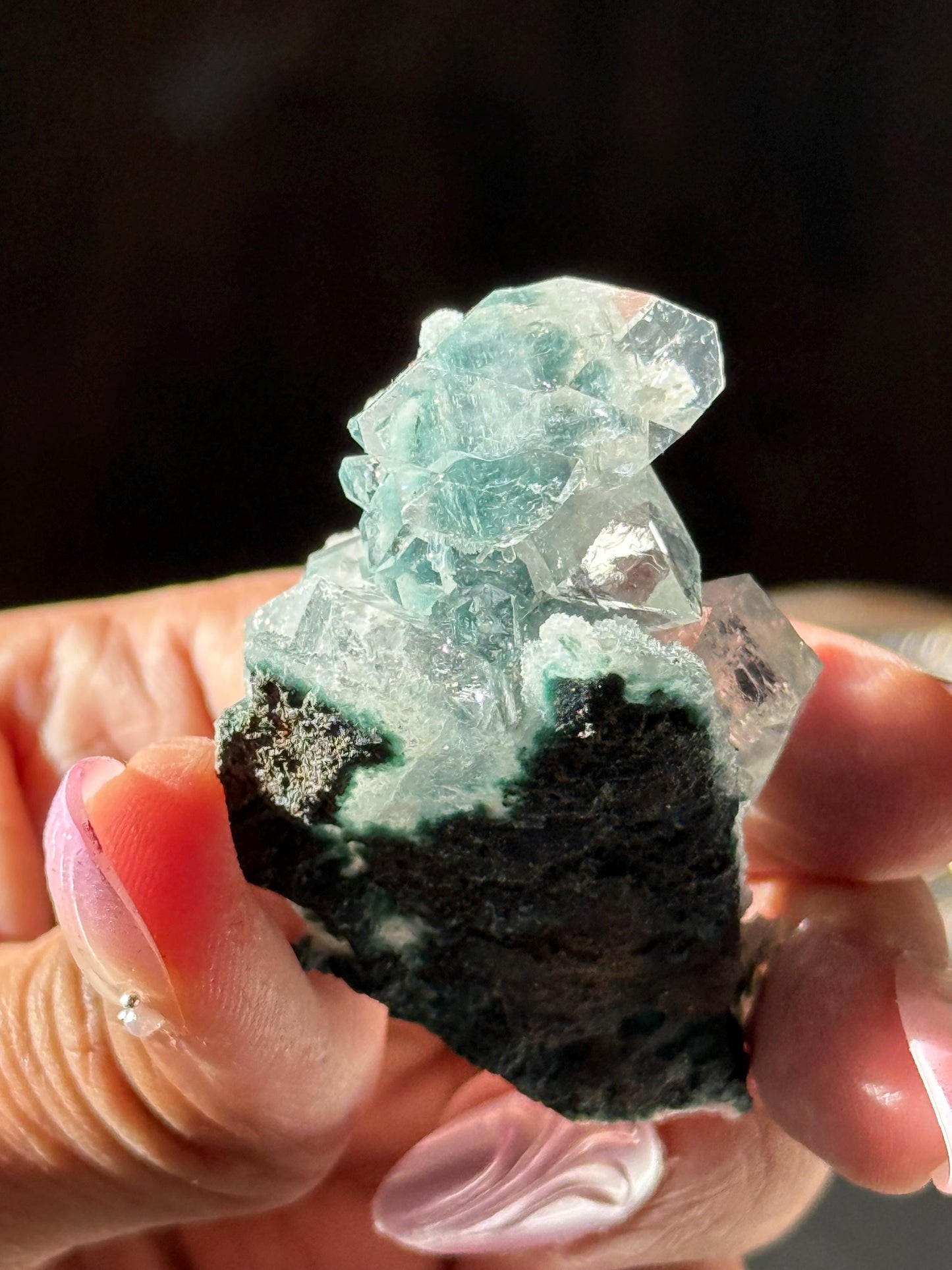 Blue Apophyllite Cluster, SmalApophyllite Quartz with Druzy, Small Mini