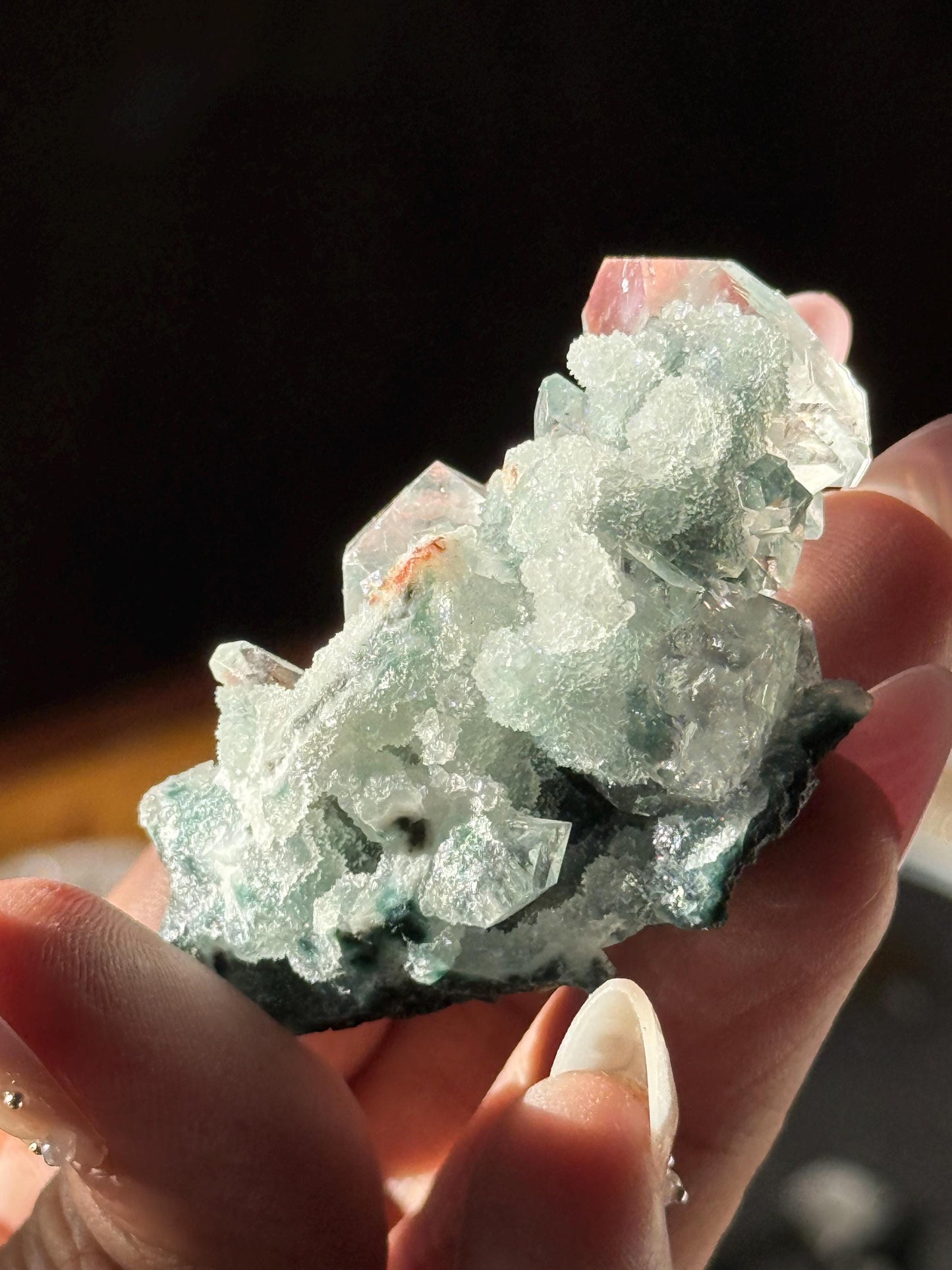 Blue Apophyllite Cluster, SmalApophyllite Quartz with Druzy, Small Mini