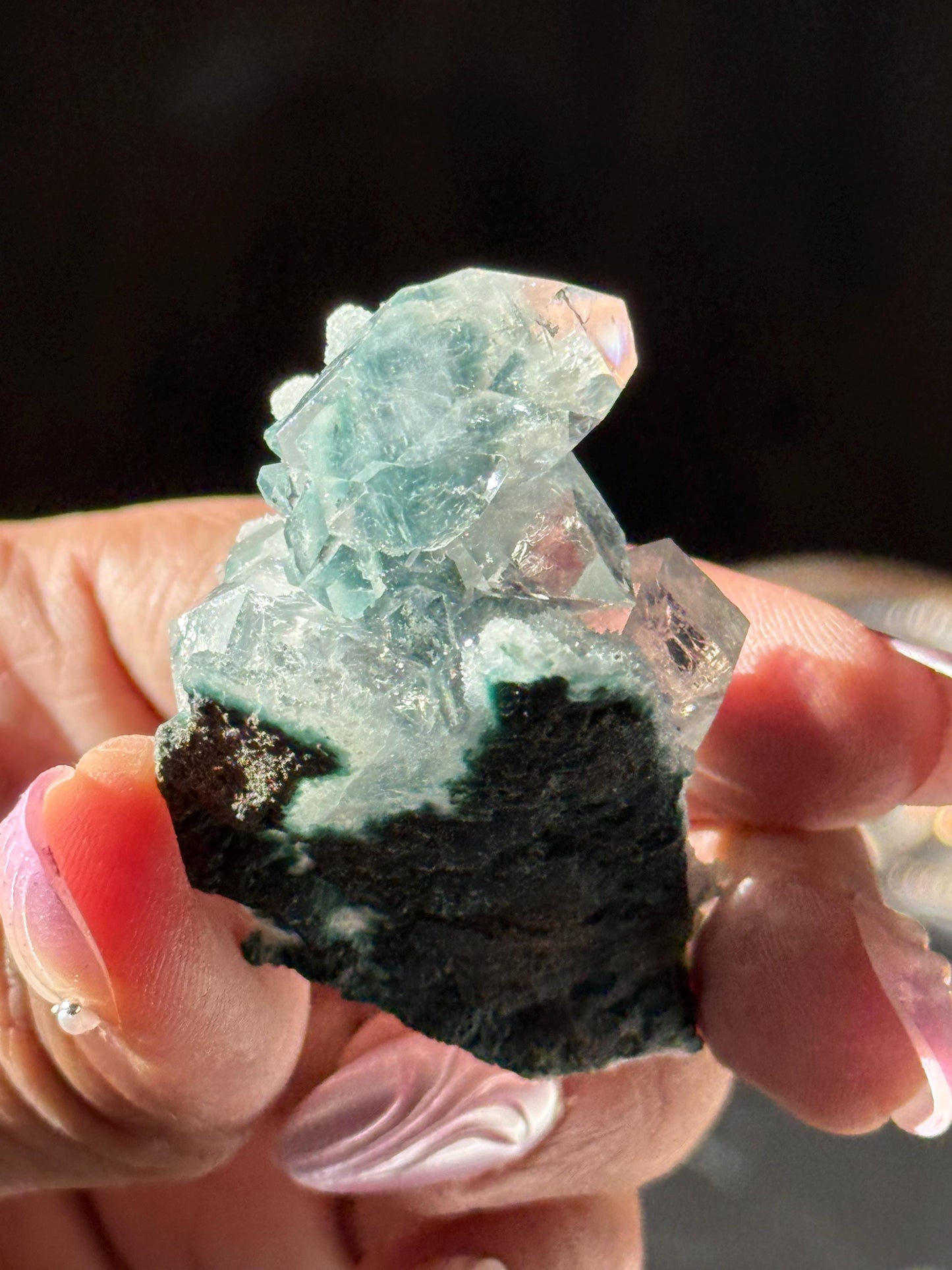 Blue Apophyllite Cluster, SmalApophyllite Quartz with Druzy, Small Mini