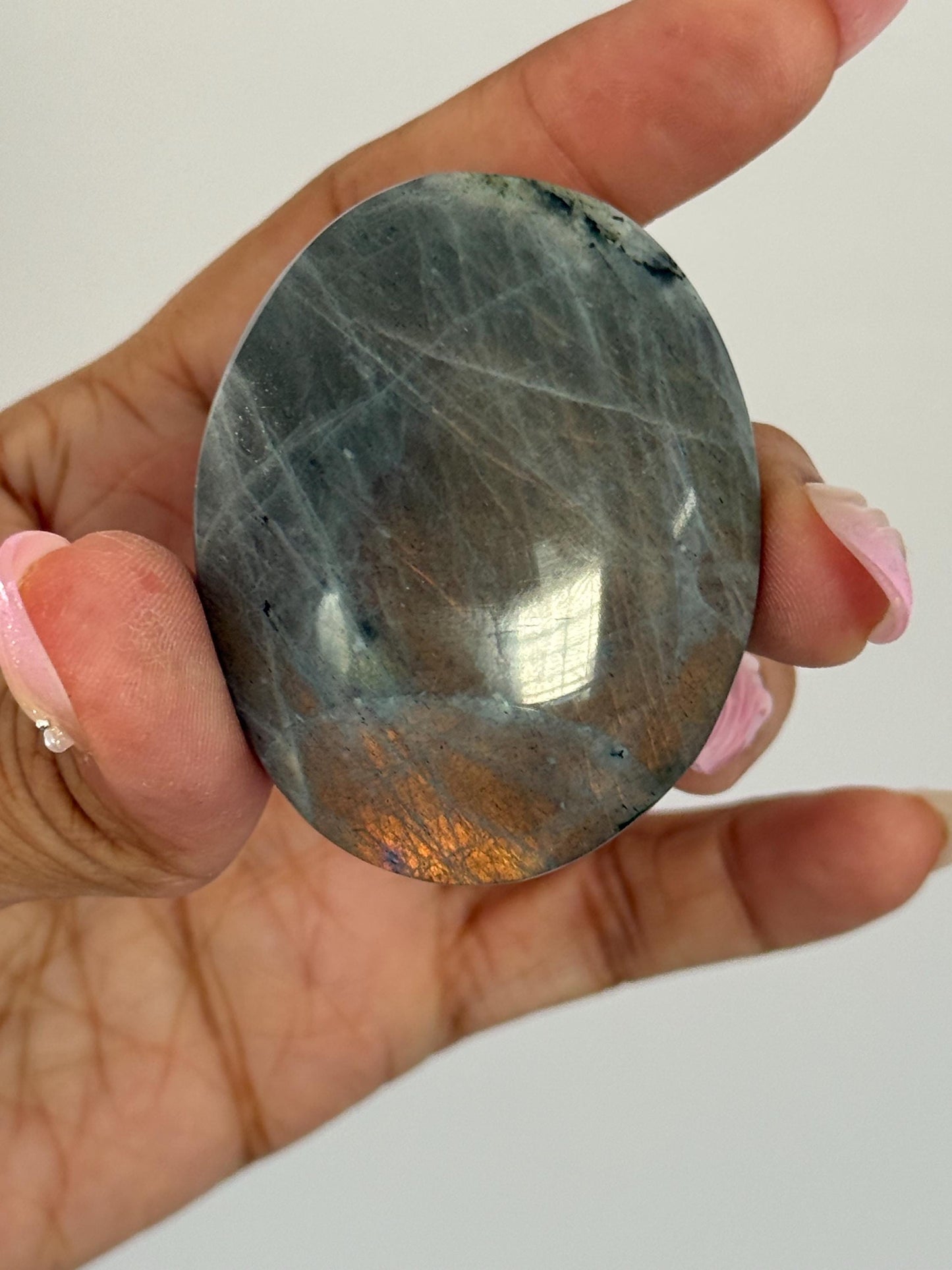 Sunset Labradorite Palmstone, Sunset Flash Lab, Orange Labradorite, Protection Crystals, small