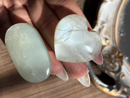 Sage Green Moon Stone set,  Green Moonstone, Sage Moonstone Set, MINI SIZE