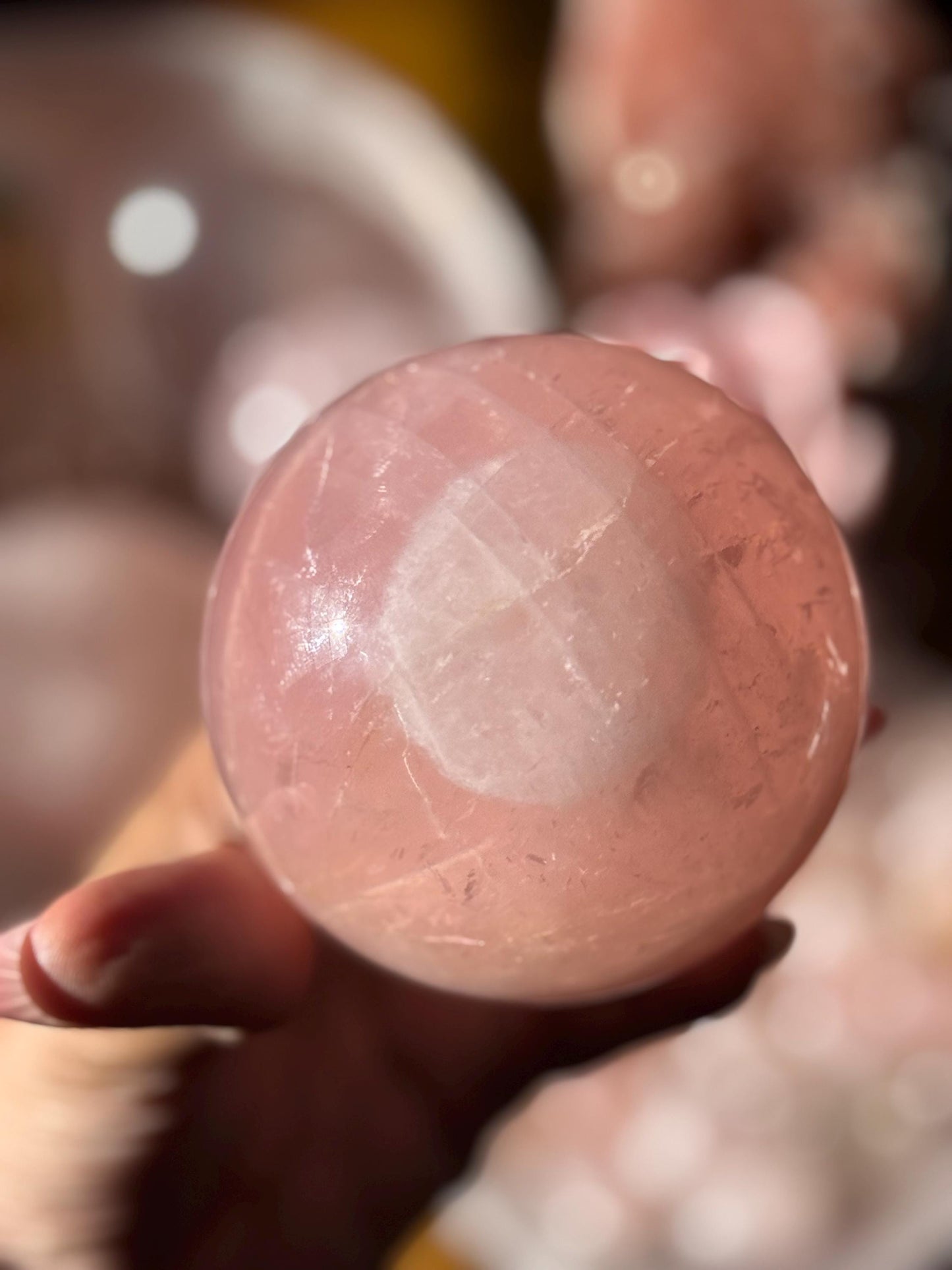 Star Rose Quartz Sphere, Star Flash Rose Quartz, Rose Quartz, 75 mm