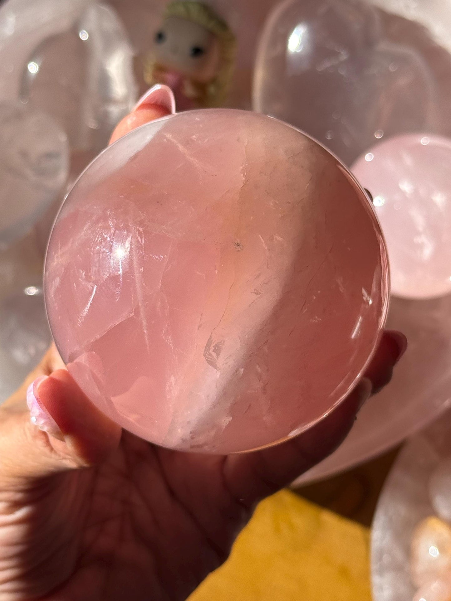 Star Rose Quartz Sphere, Star Flash Rose Quartz, Rose Quartz, 75 mm