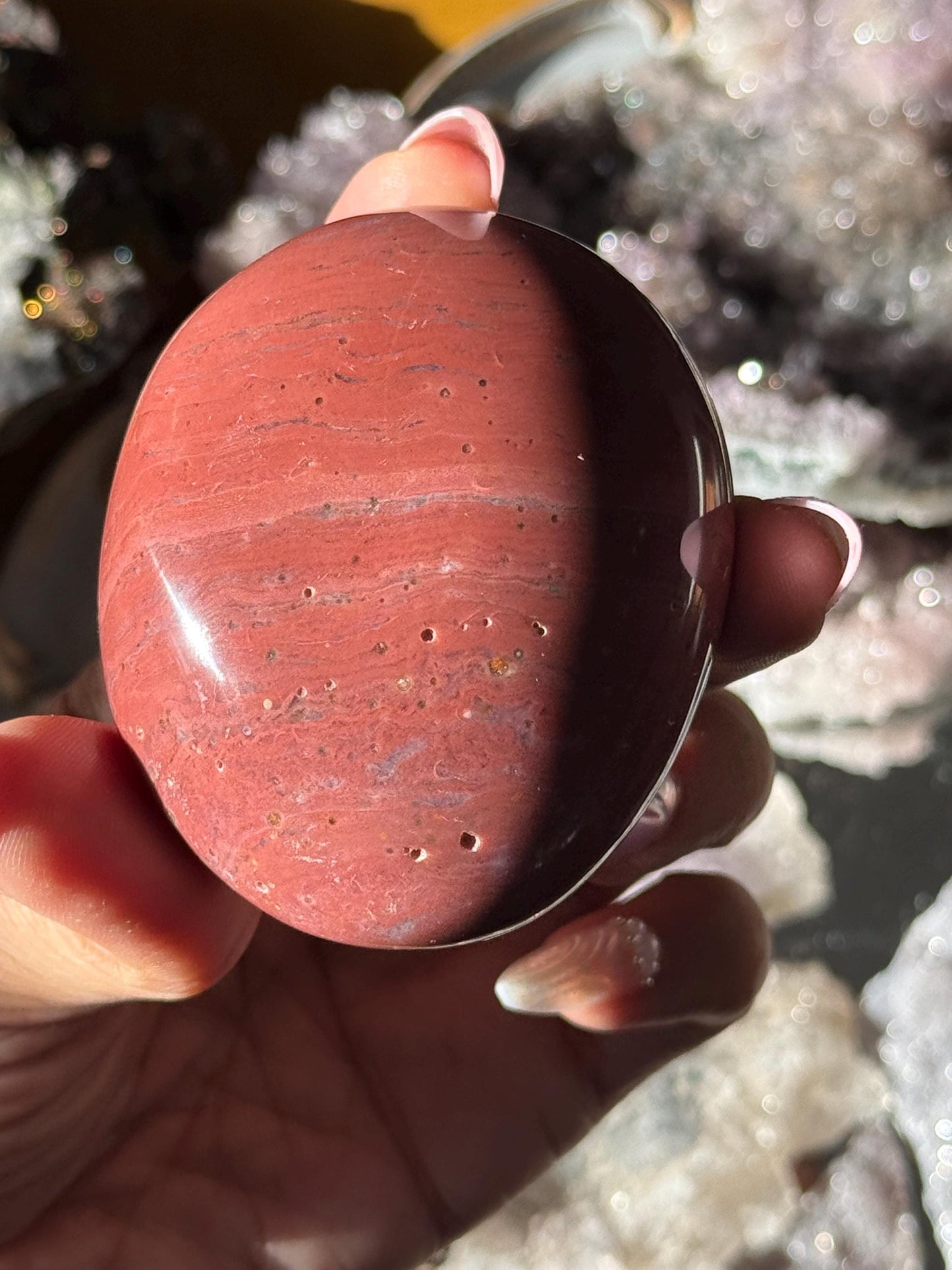 Ocean Jasper Palm Stone, Red Ocean Jasper, Purple Ocean Jasper Stone, Ocean Jasper, Worry Stone, Chakra Palm Stones, crystals for healing,