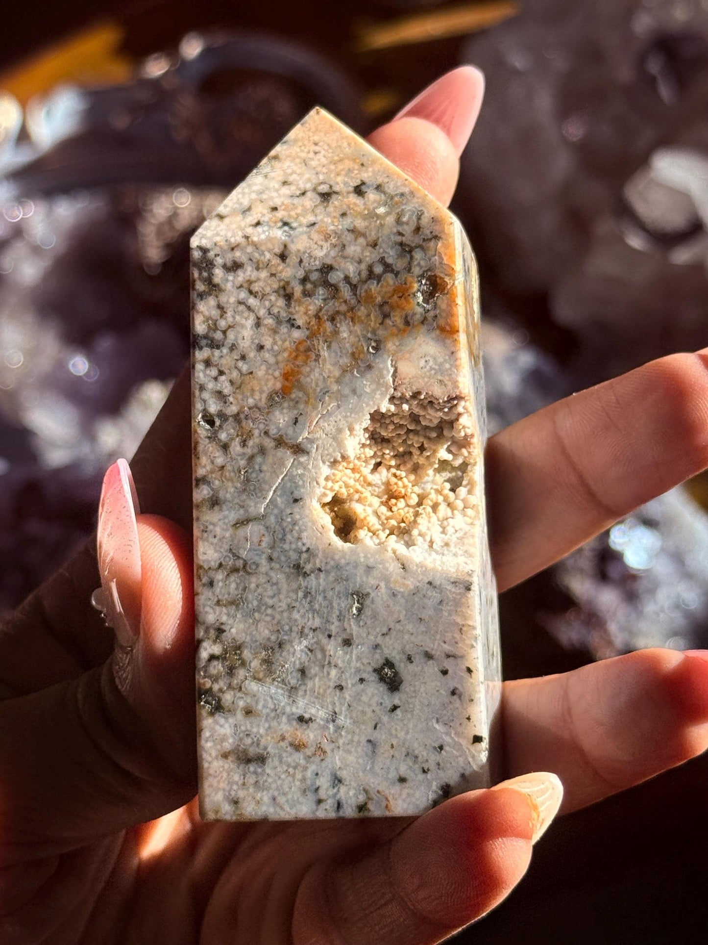 Botryoidal Ocean Jasper Tower, Druzy Ocean Japaer, Bubble Ocean Jasper