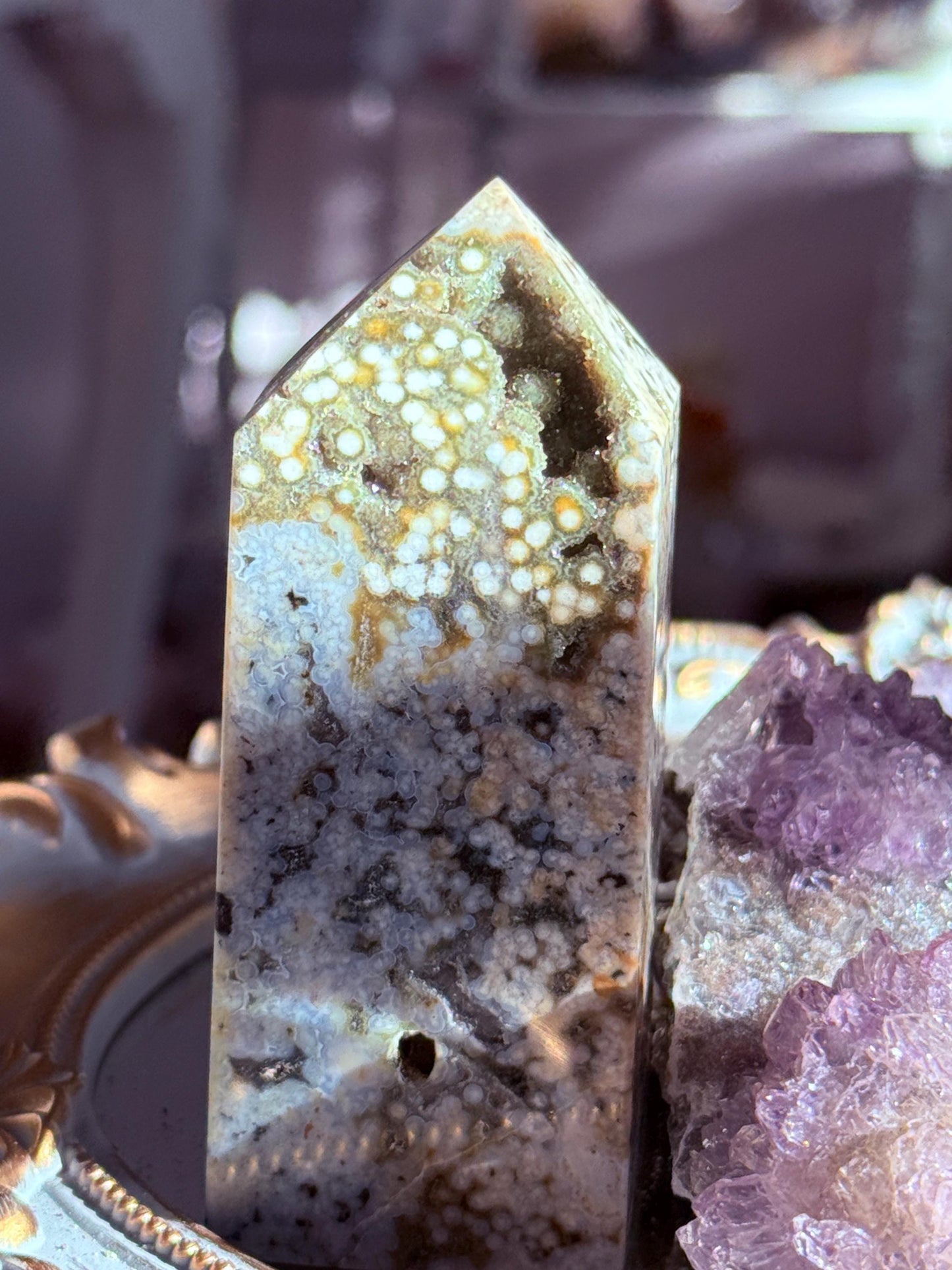 Botryoidal Ocean Jasper Tower, Druzy Ocean Japaer, Bubble Ocean Jasper