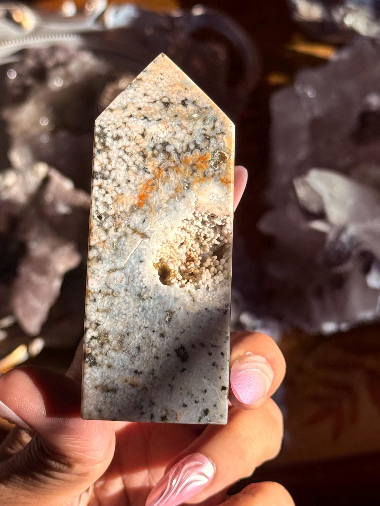 Botryoidal Ocean Jasper Tower, Druzy Ocean Japaer, Bubble Ocean Jasper