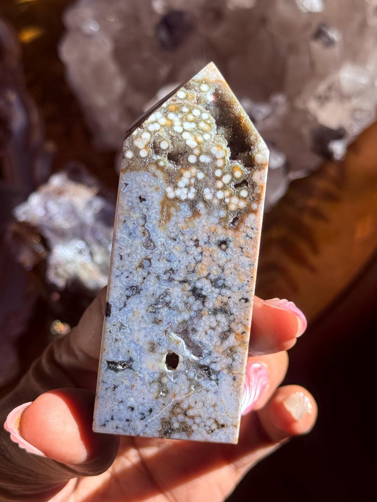 Botryoidal Ocean Jasper Tower, Druzy Ocean Japaer, Bubble Ocean Jasper