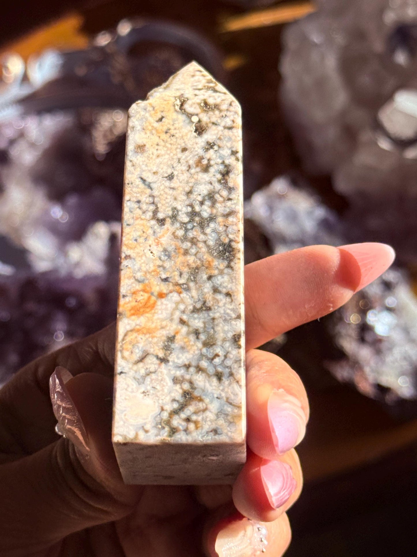 Botryoidal Ocean Jasper Tower, Druzy Ocean Japaer, Bubble Ocean Jasper