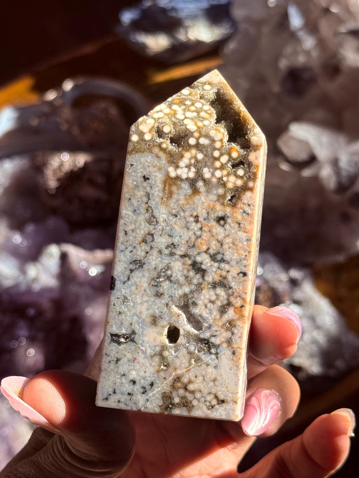 Botryoidal Ocean Jasper Tower, Druzy Ocean Japaer, Bubble Ocean Jasper