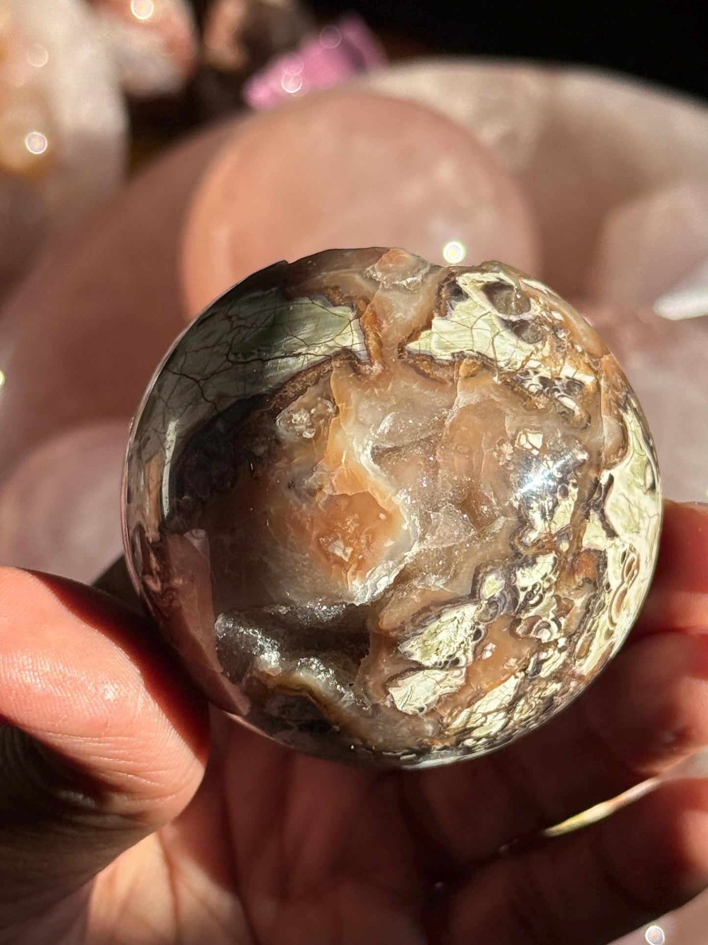 Druzy Pink Money Agate, Money Agate Sphere, Indonesian agate, Healing Crystals