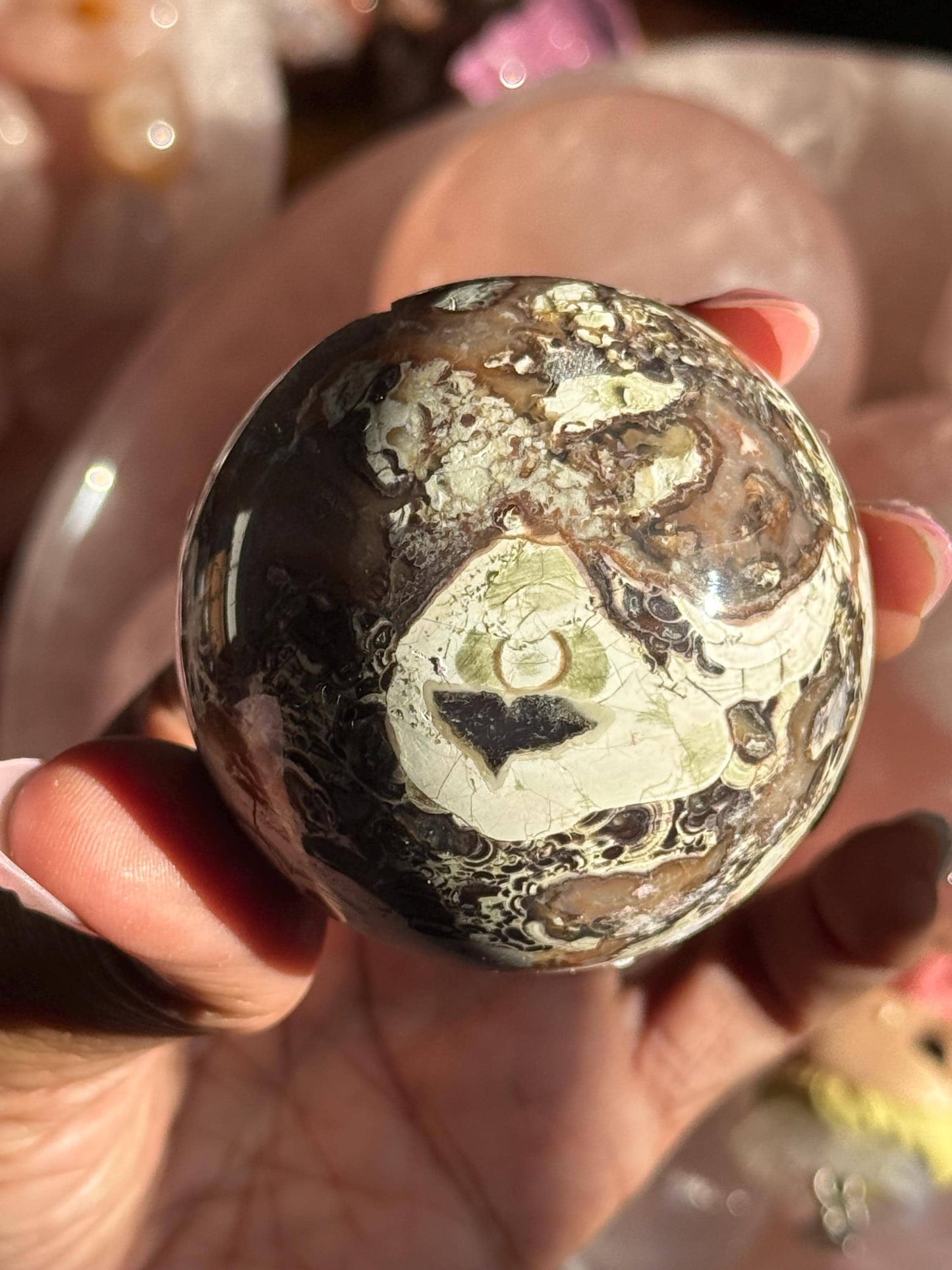 Druzy Pink Money Agate, Money Agate Sphere, Indonesian agate, Healing Crystals