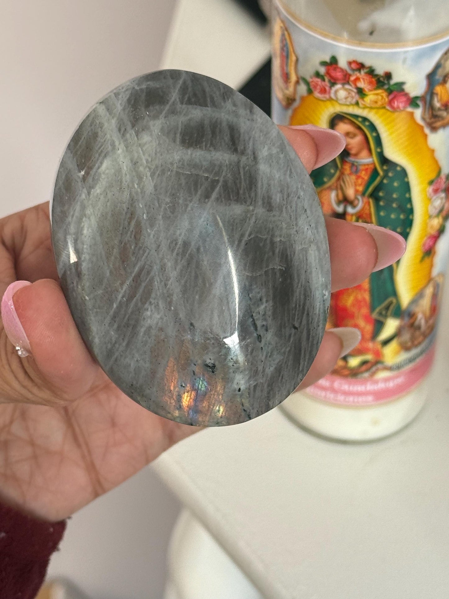 Sunset Labradorite Palmstone, Sunset Flash Lab, Orange Labradorite, Protection Crystals, Large