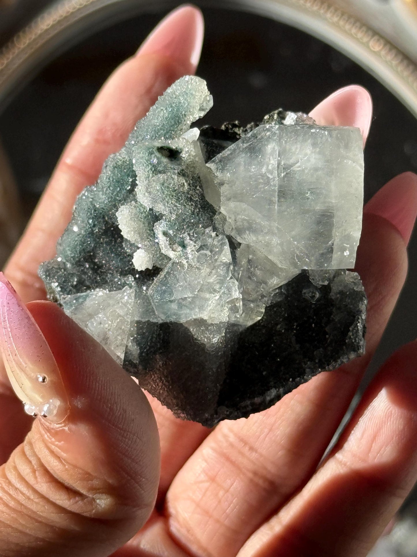 Blue Apophyllite Cluster, SmalApophyllite Quartz with Druzy, Small Mini