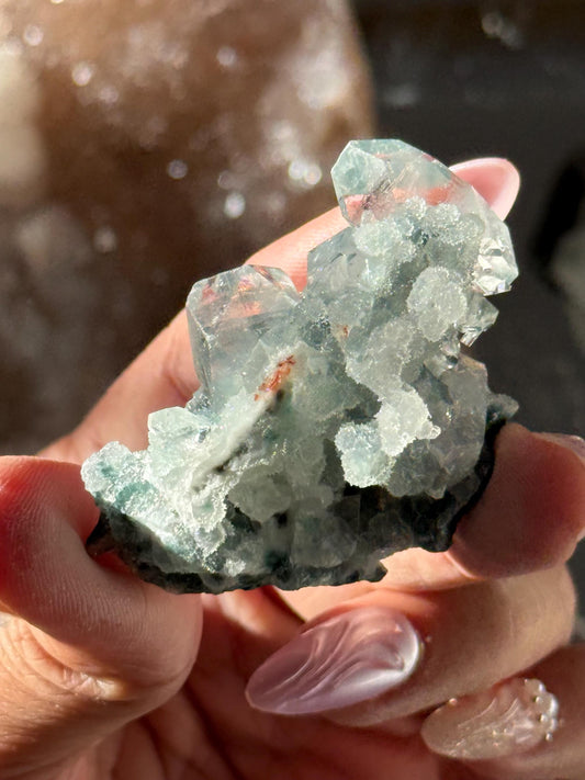 Blue Apophyllite Cluster, SmalApophyllite Quartz with Druzy, Small Mini