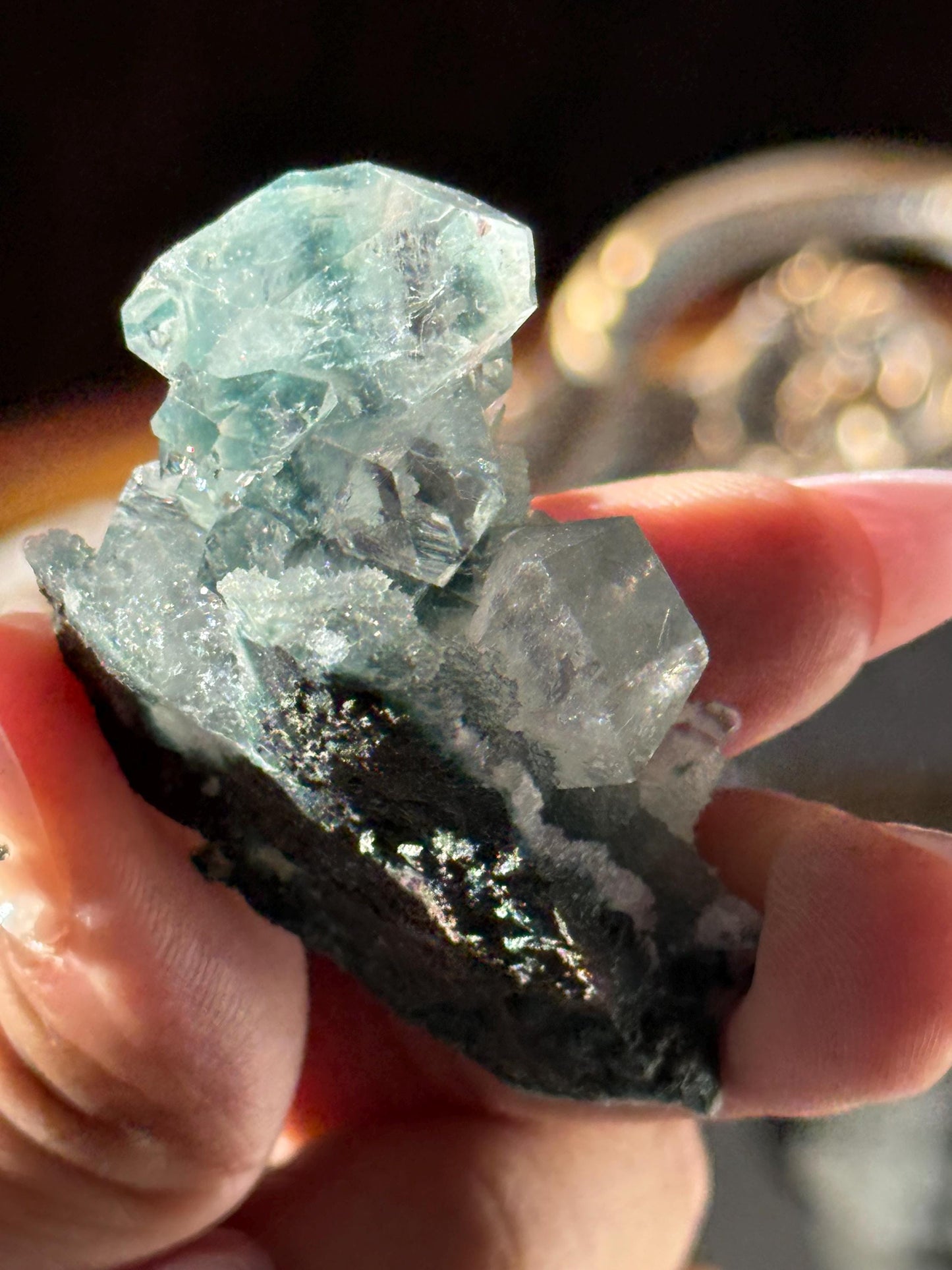 Blue Apophyllite Cluster, SmalApophyllite Quartz with Druzy, Small Mini