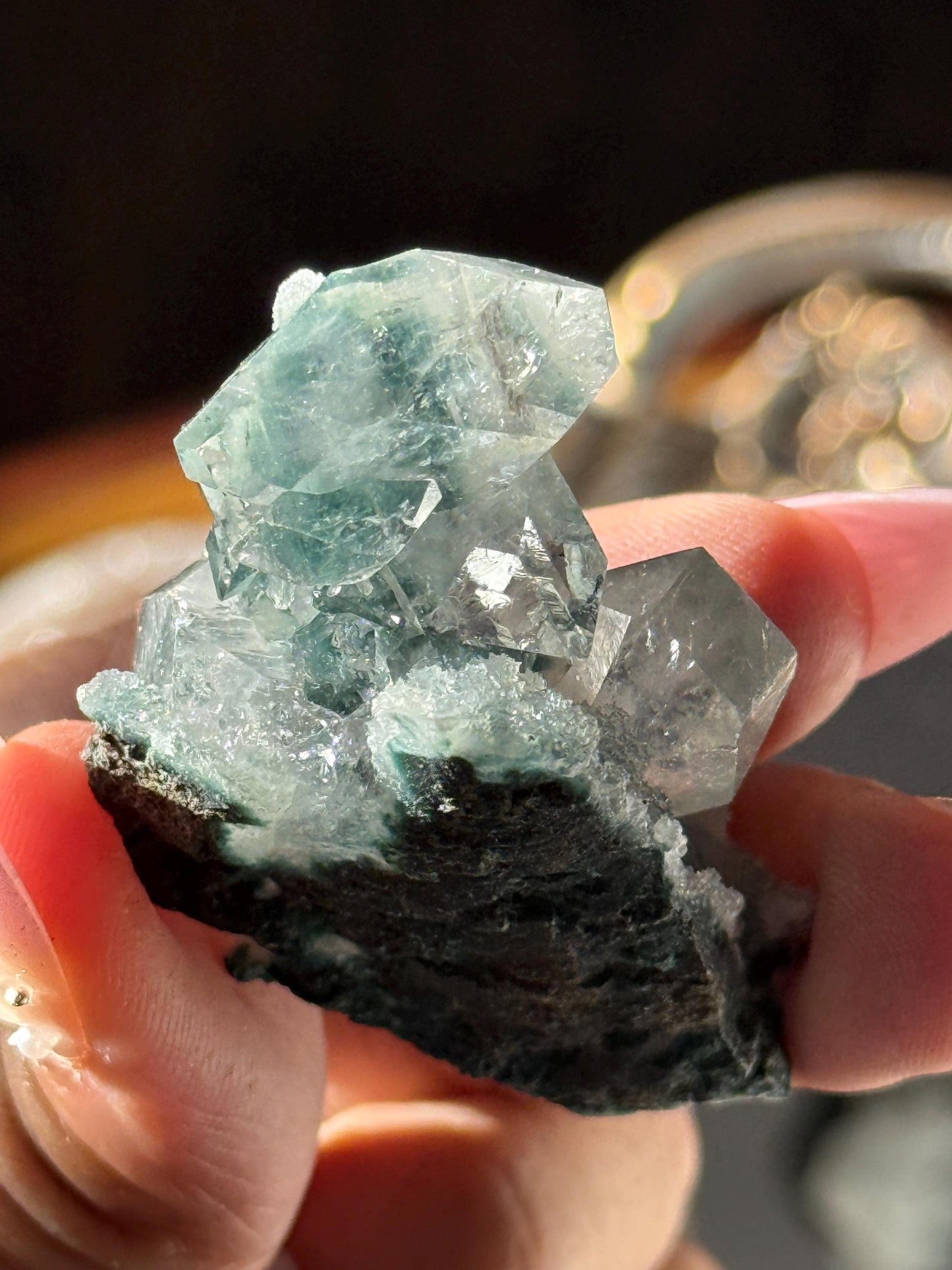 Blue Apophyllite Cluster, SmalApophyllite Quartz with Druzy, Small Mini